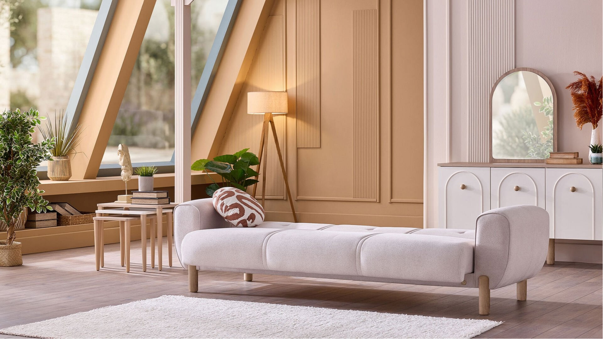 Rozy Bohem 3er-Sofa - Beige