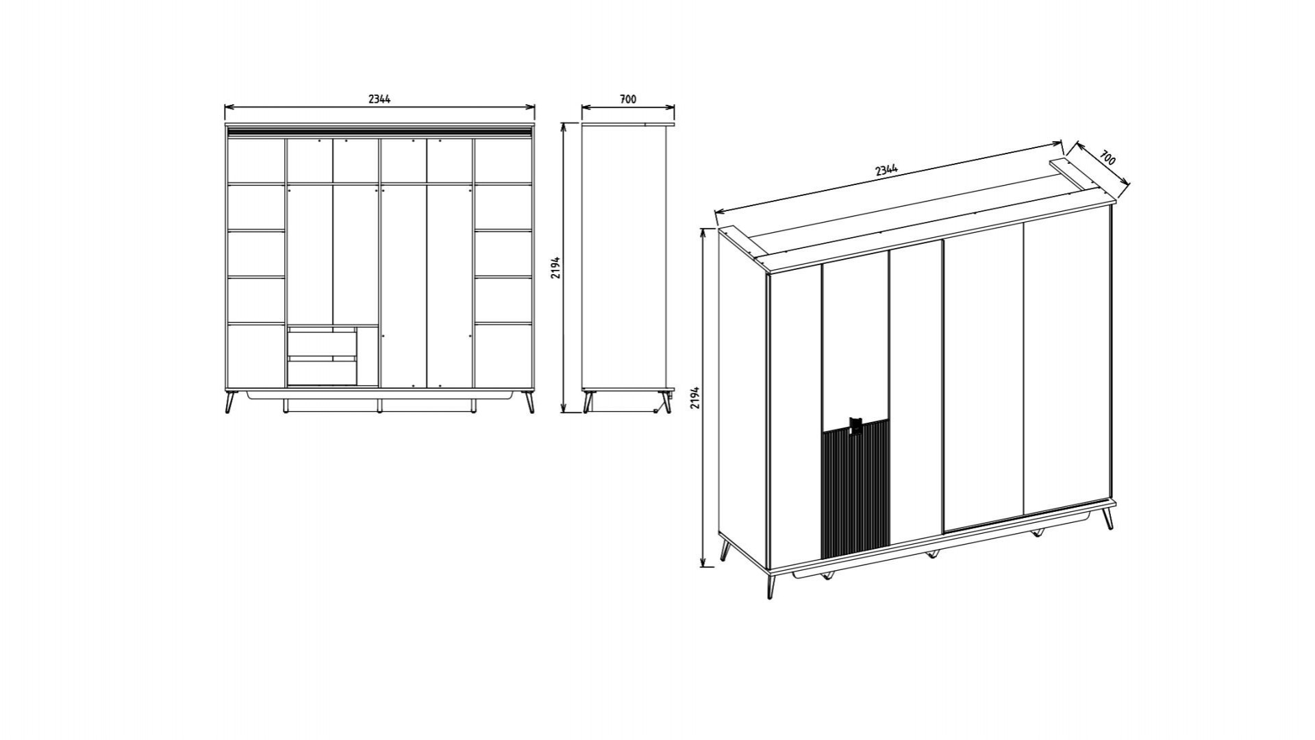 Napoli Schwebetürenschrank