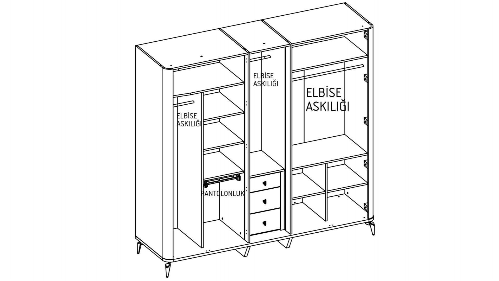 Plaza 5-türiger Schrank - Elfenbein