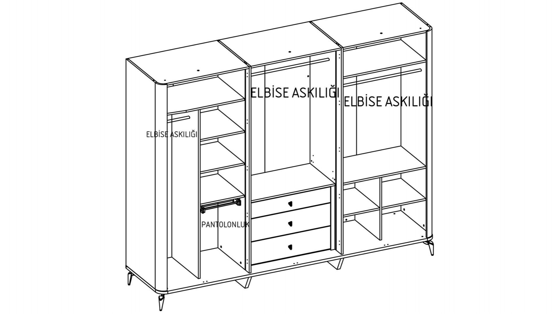 Plaza 6-türiger Schrank - Elfenbein