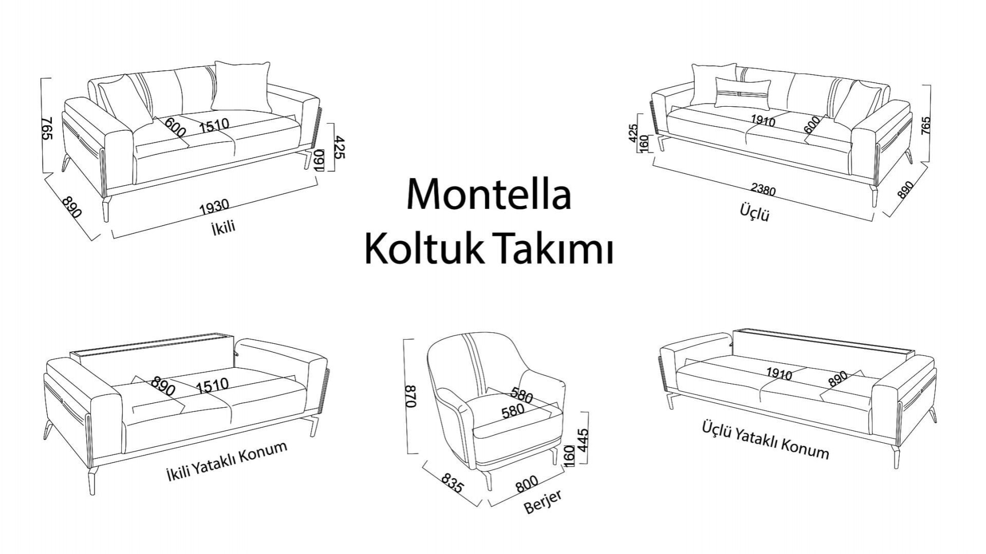 Montella 2er-Sofa - Taupe - Grün - Gelb-Füße