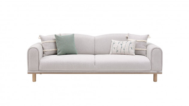 Boheems 3er-Sofa - Creme - Grün Kırlent