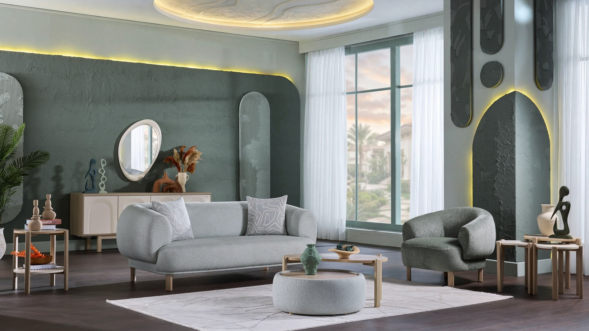 Claris 2er-Sofa - Mint Yeşili