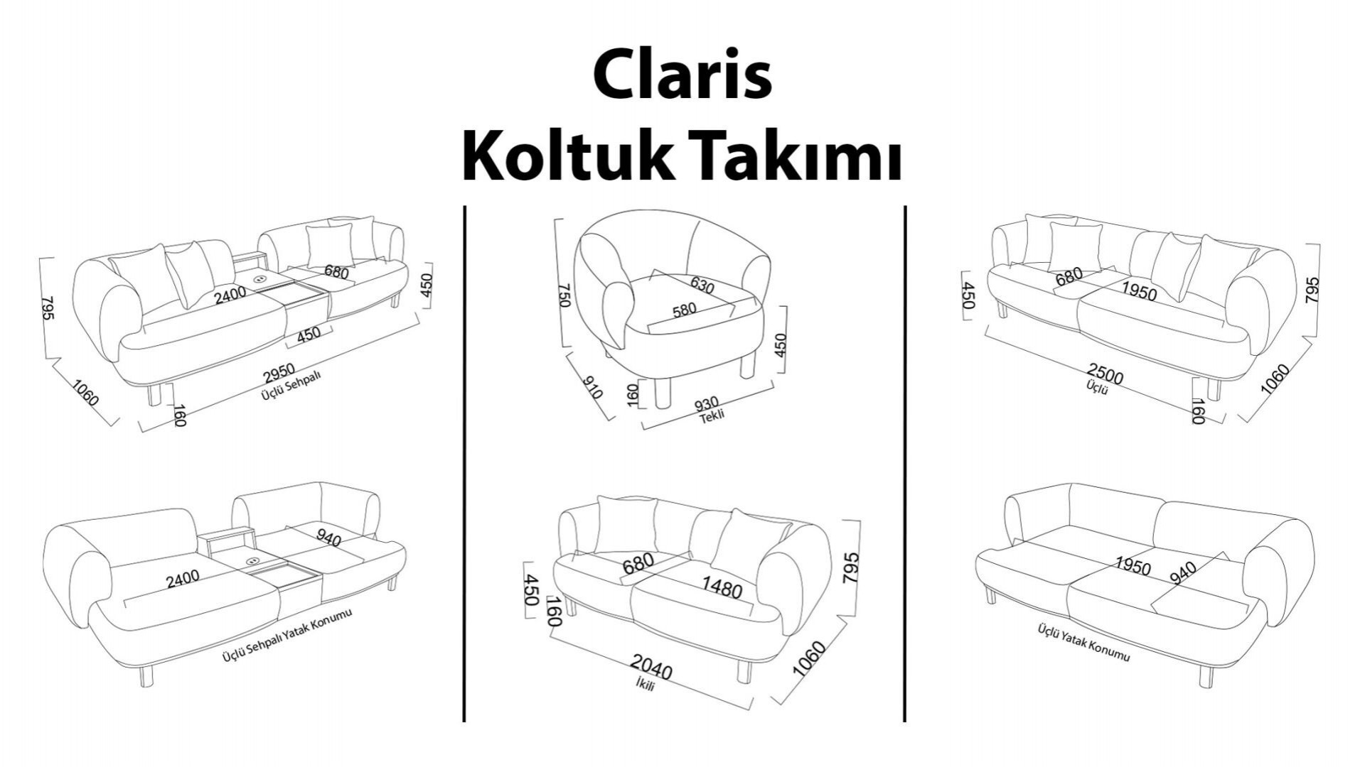 Claris 3er-Sofa
