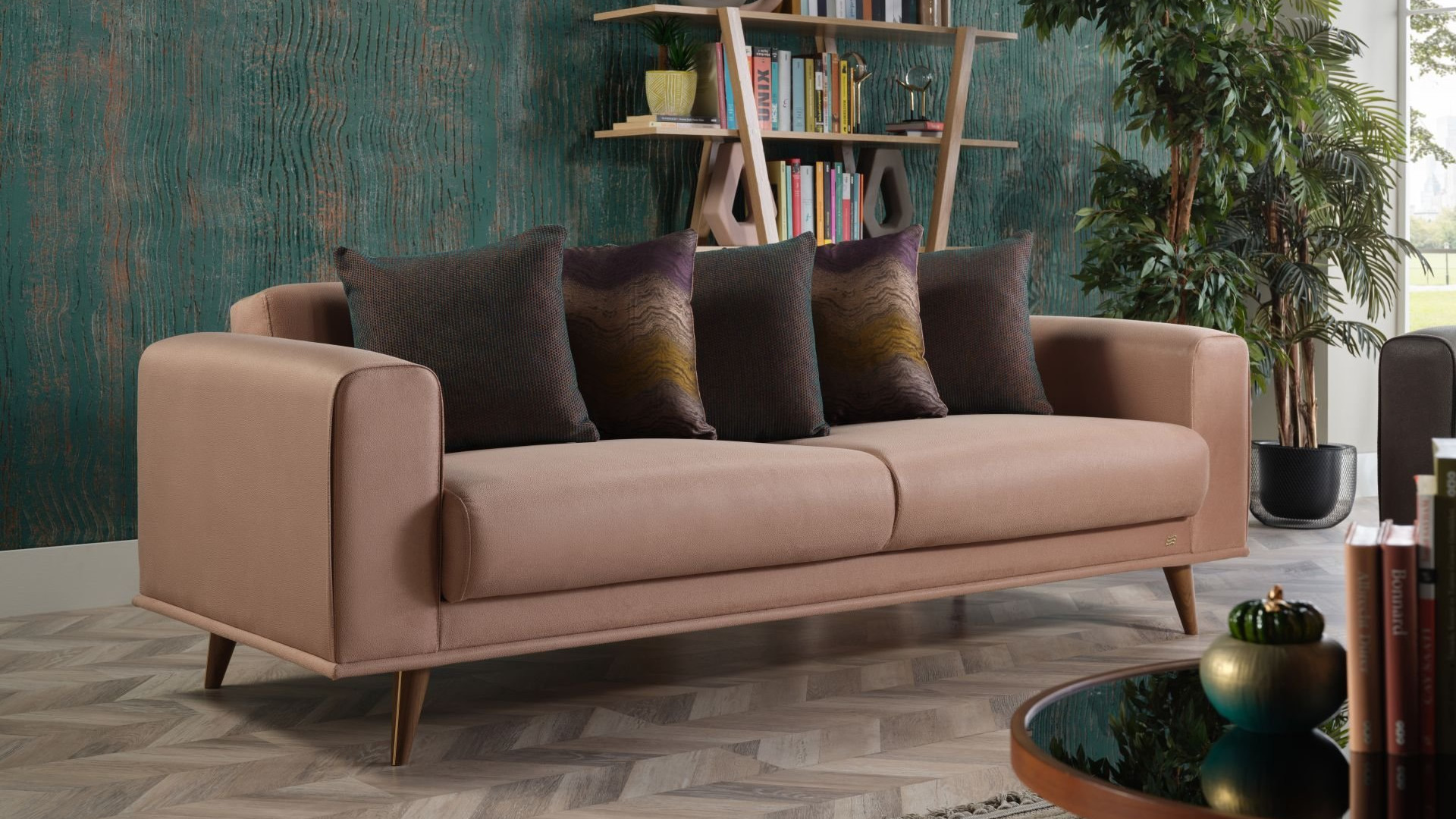 Diego 3-Sitzer Sofa mit Zierkissen