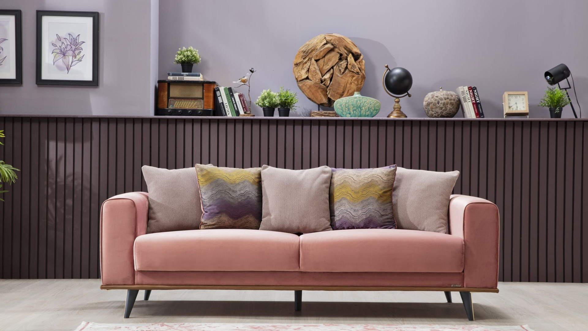 Diego 3-Sitzer Sofa mit Zierkissen