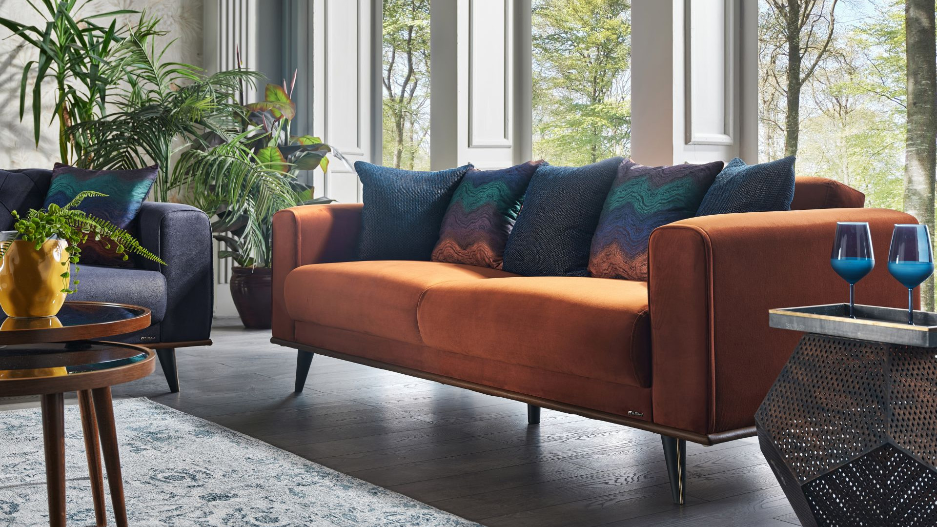 Diego 3-Sitzer Sofa mit Zierkissen