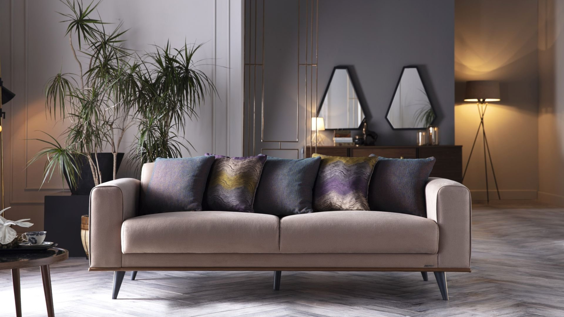 Diego 3-Sitzer Sofa mit Zierkissen