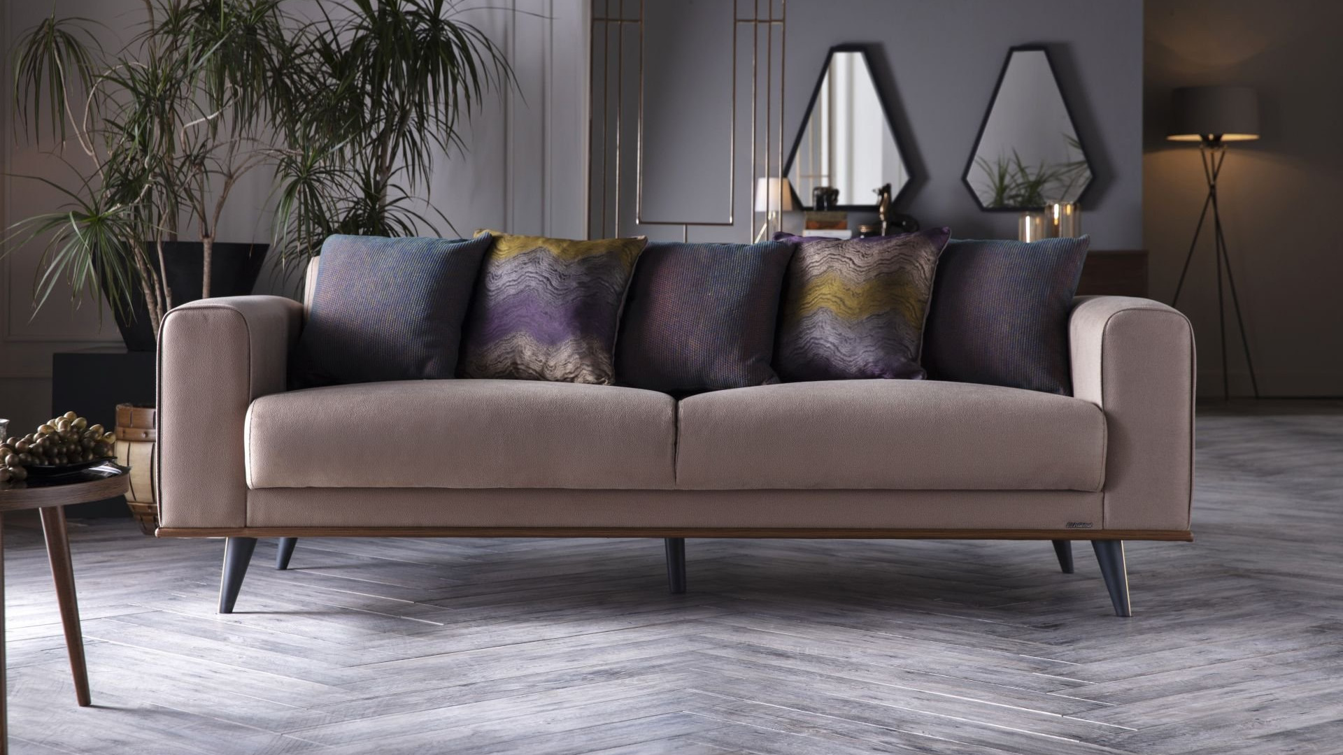 Diego 3-Sitzer Sofa mit Zierkissen