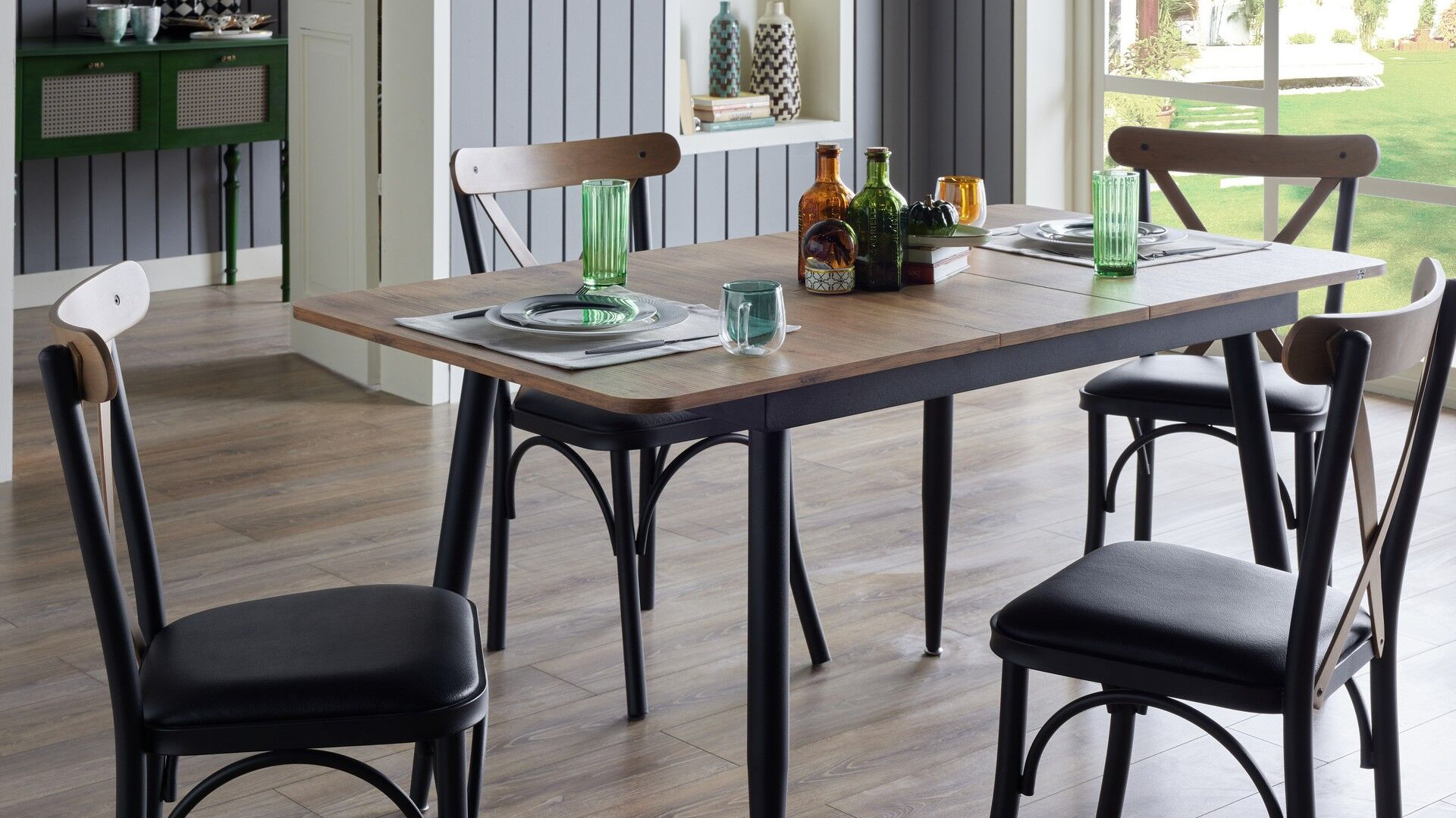 Essen Küchentisch-Set Schwarz