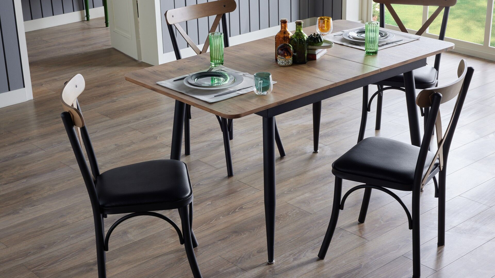 Essen Küchentisch-Set Schwarz