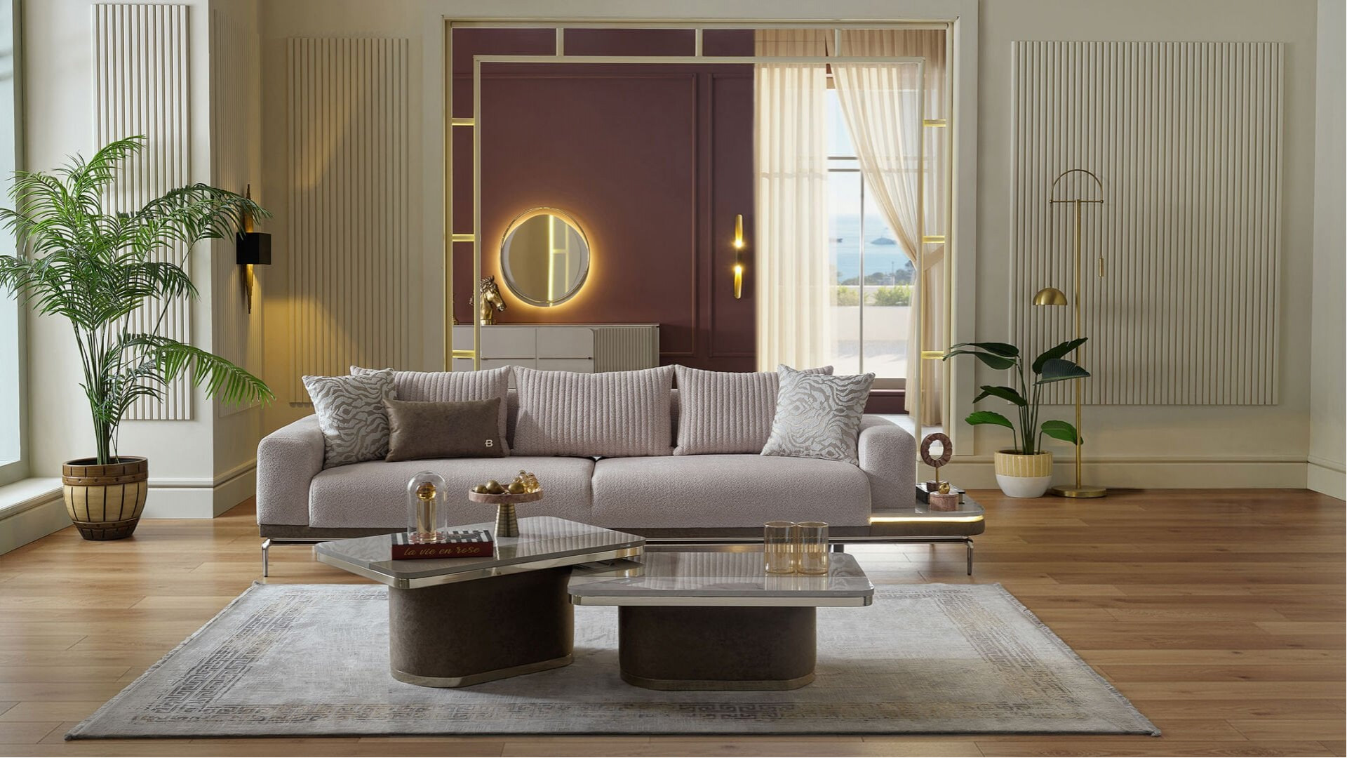 Estella 4er Links Sofa - Creme