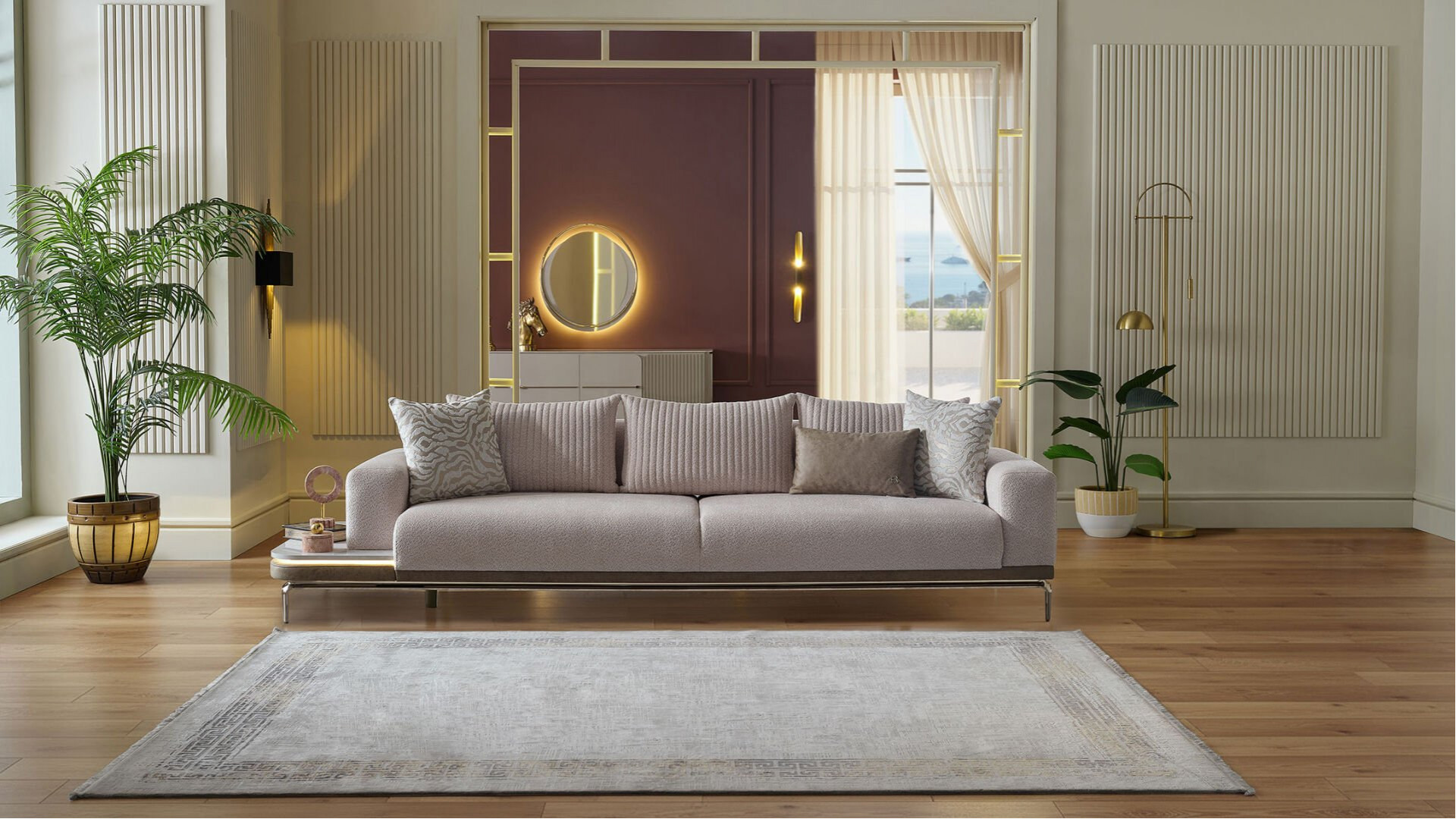 Estella 4er Rechts Sofa - Creme