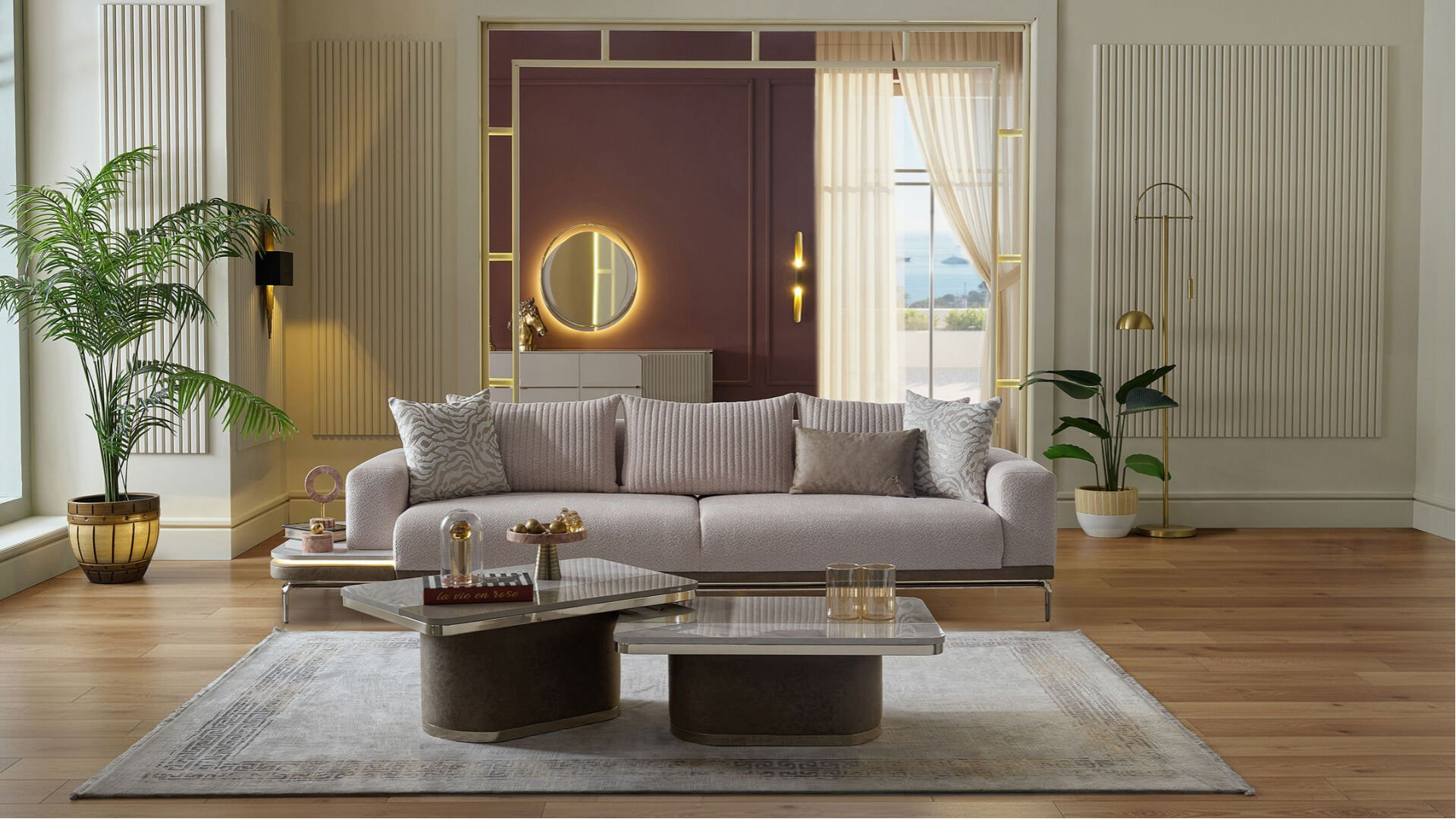 Estella 4er Rechts Sofa - Creme