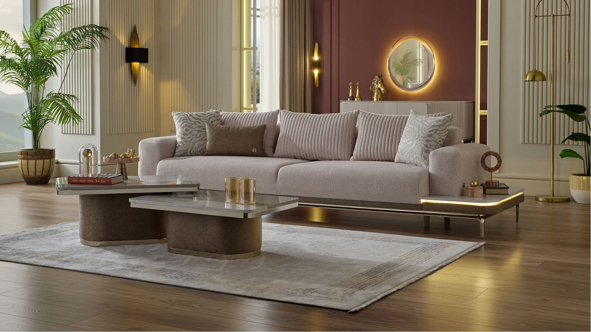 Estella 4er Links Sofa - Creme