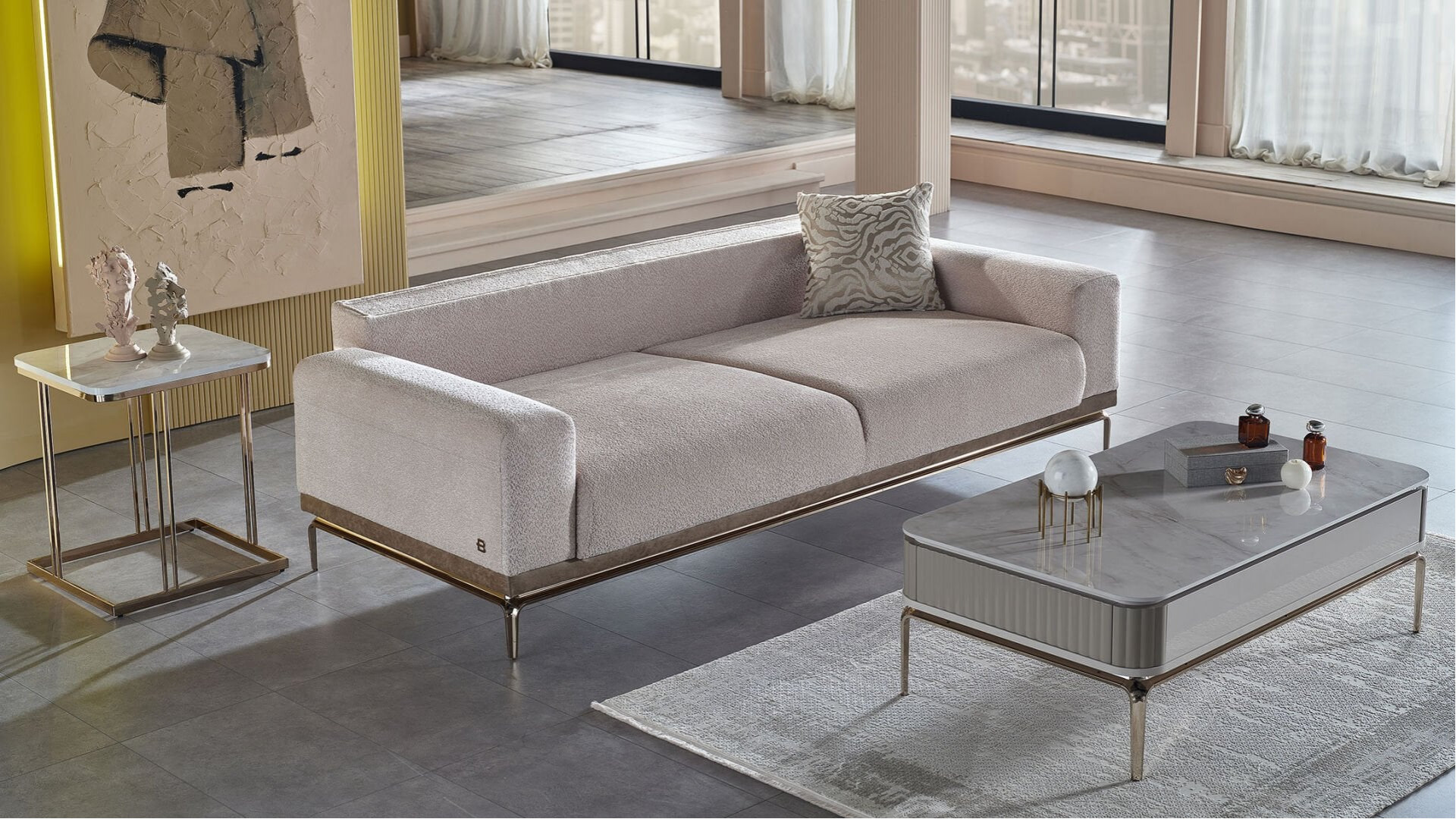 Estella 3er-Sofa - Creme
