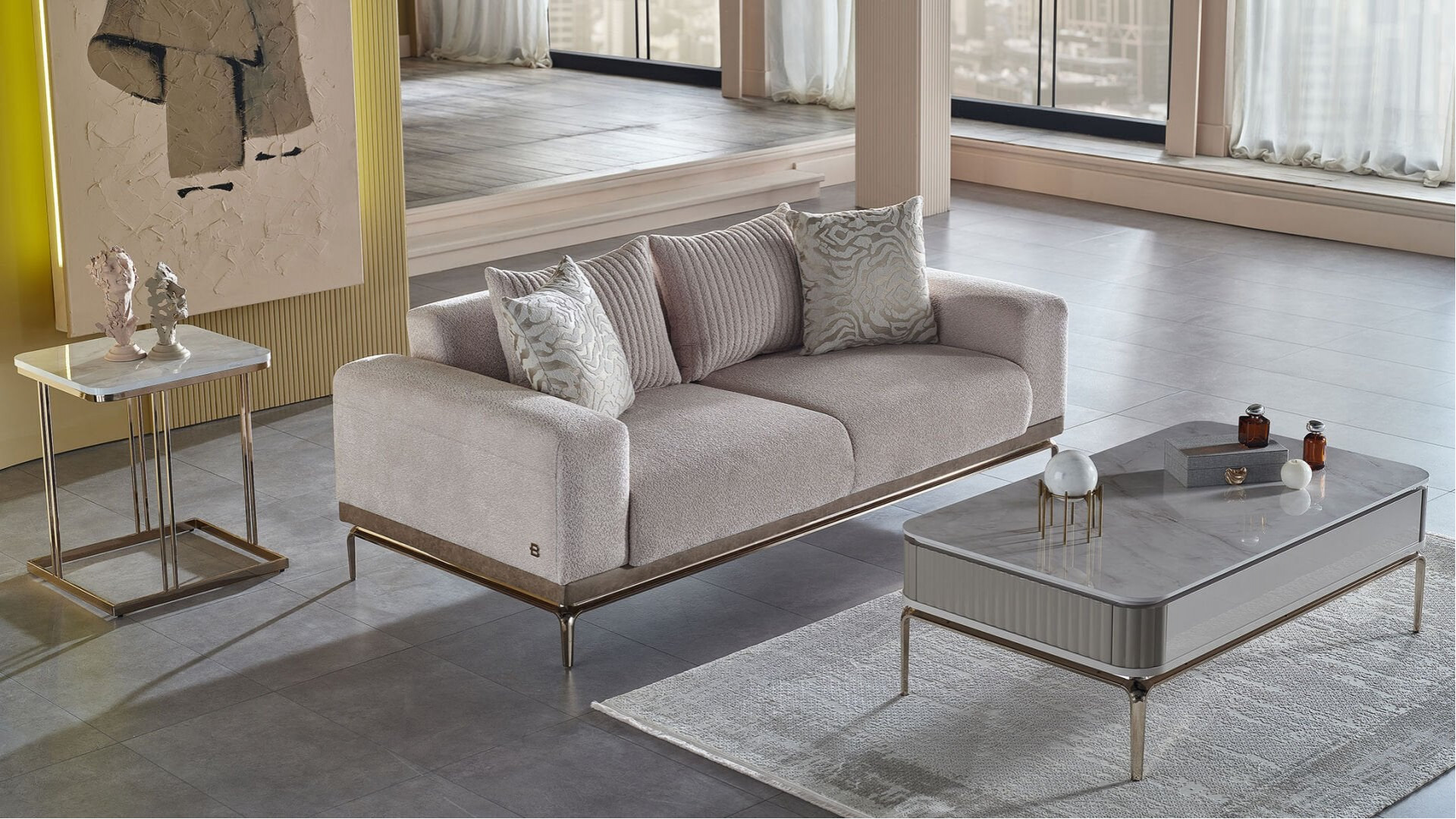 Estella 2er-Sofa - Creme