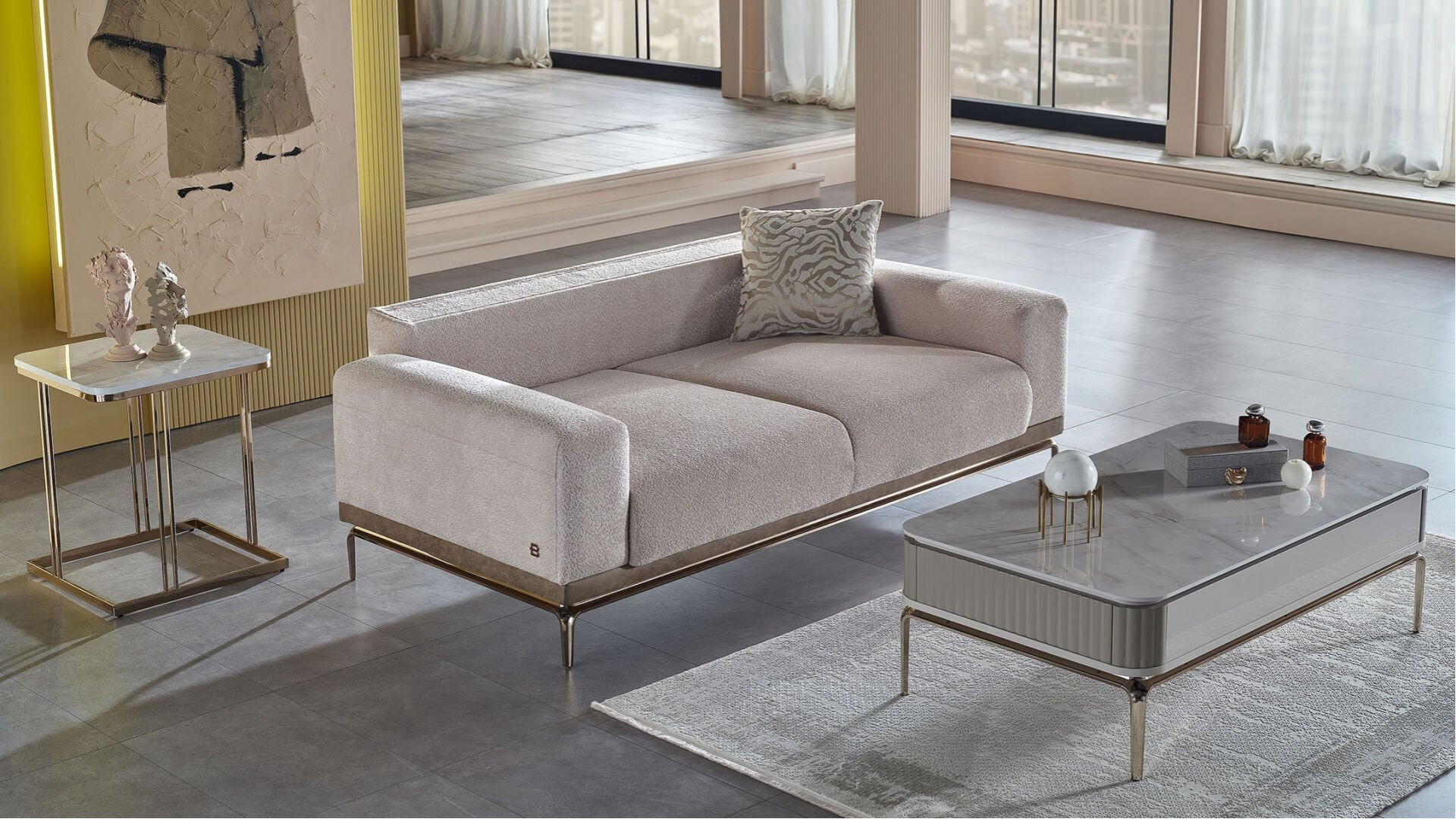 Estella 2er-Sofa - Creme