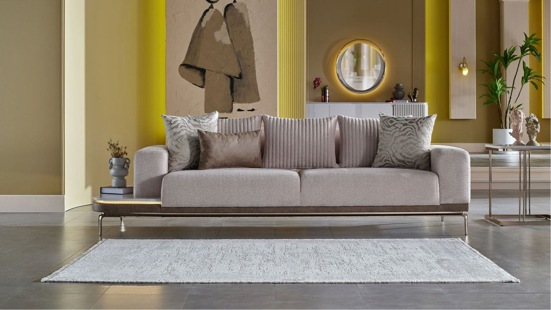 Estella 3er Rechts Sofa - Creme