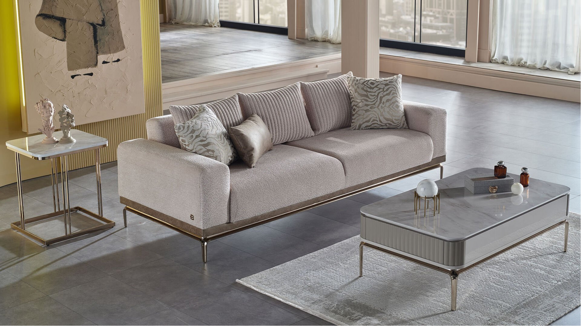 Estella 3er-Sofa - Creme