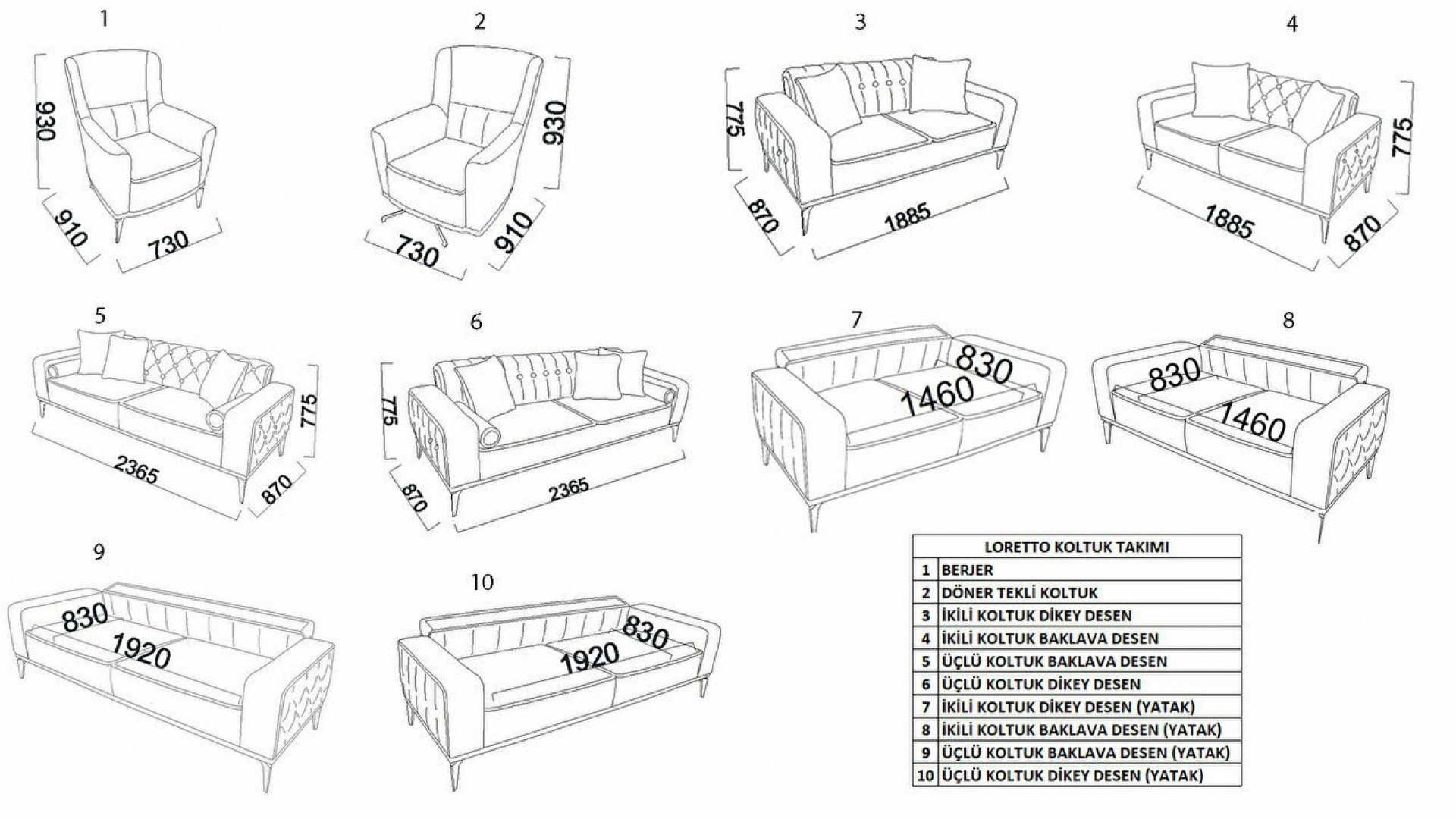 Loretto 2er-Sofa - Kreuzmuster