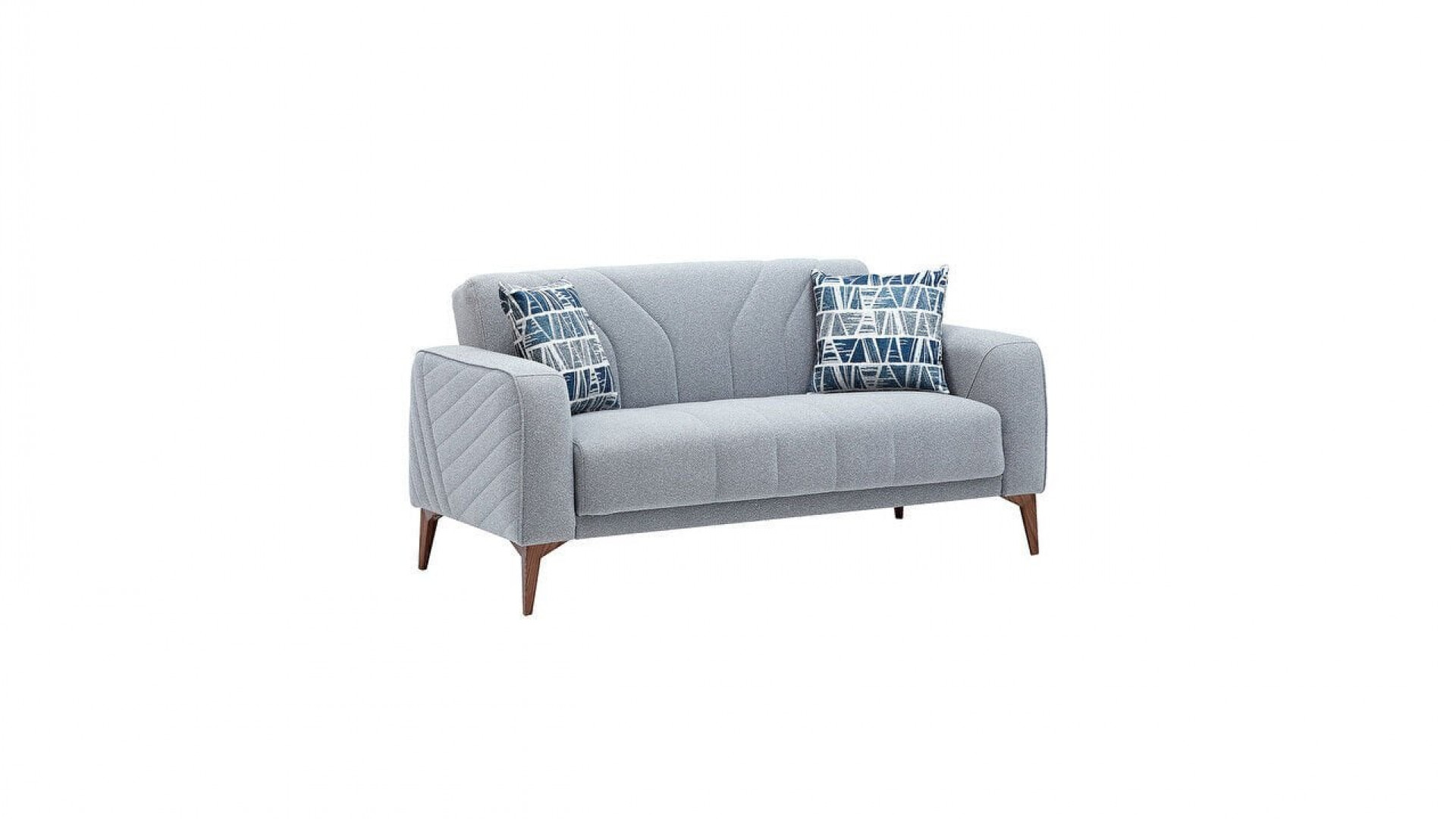 Mathias 2er-Sofa - Blaue Kissen