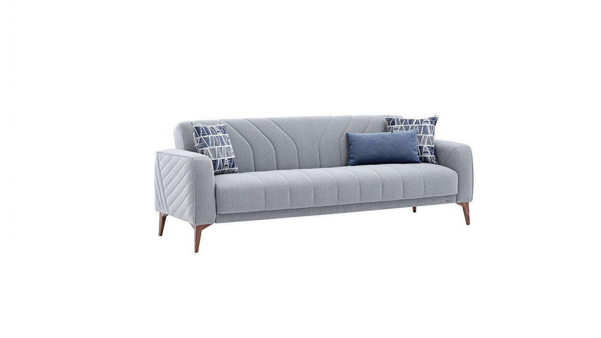 Mathias 3er-Sofa - Blaue Kissen