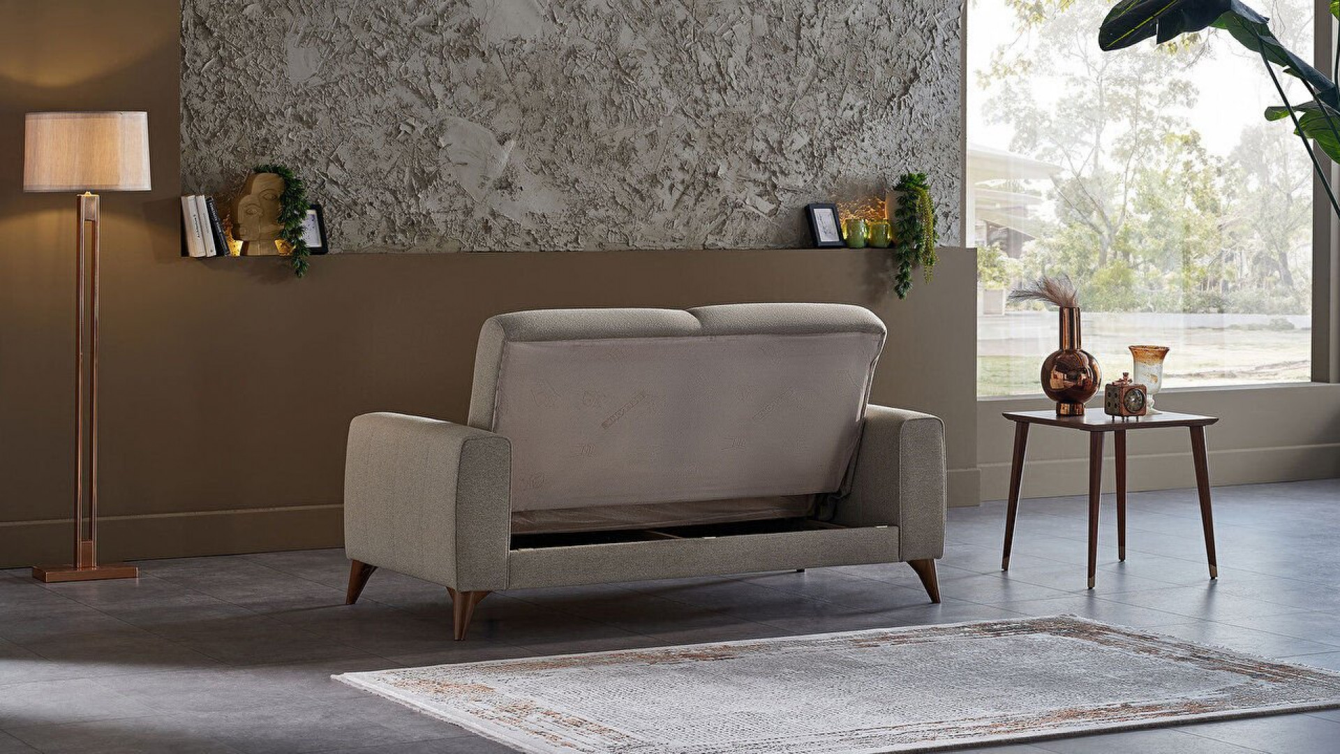 Nilya 2er-Sofa Creme - Ziegelrot