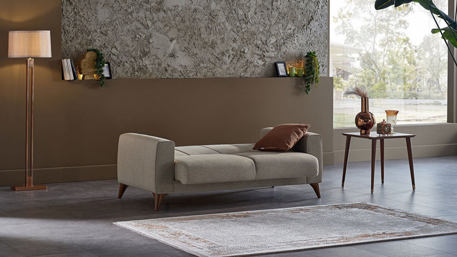 Nilya 2er-Sofa Creme - Ziegelrot