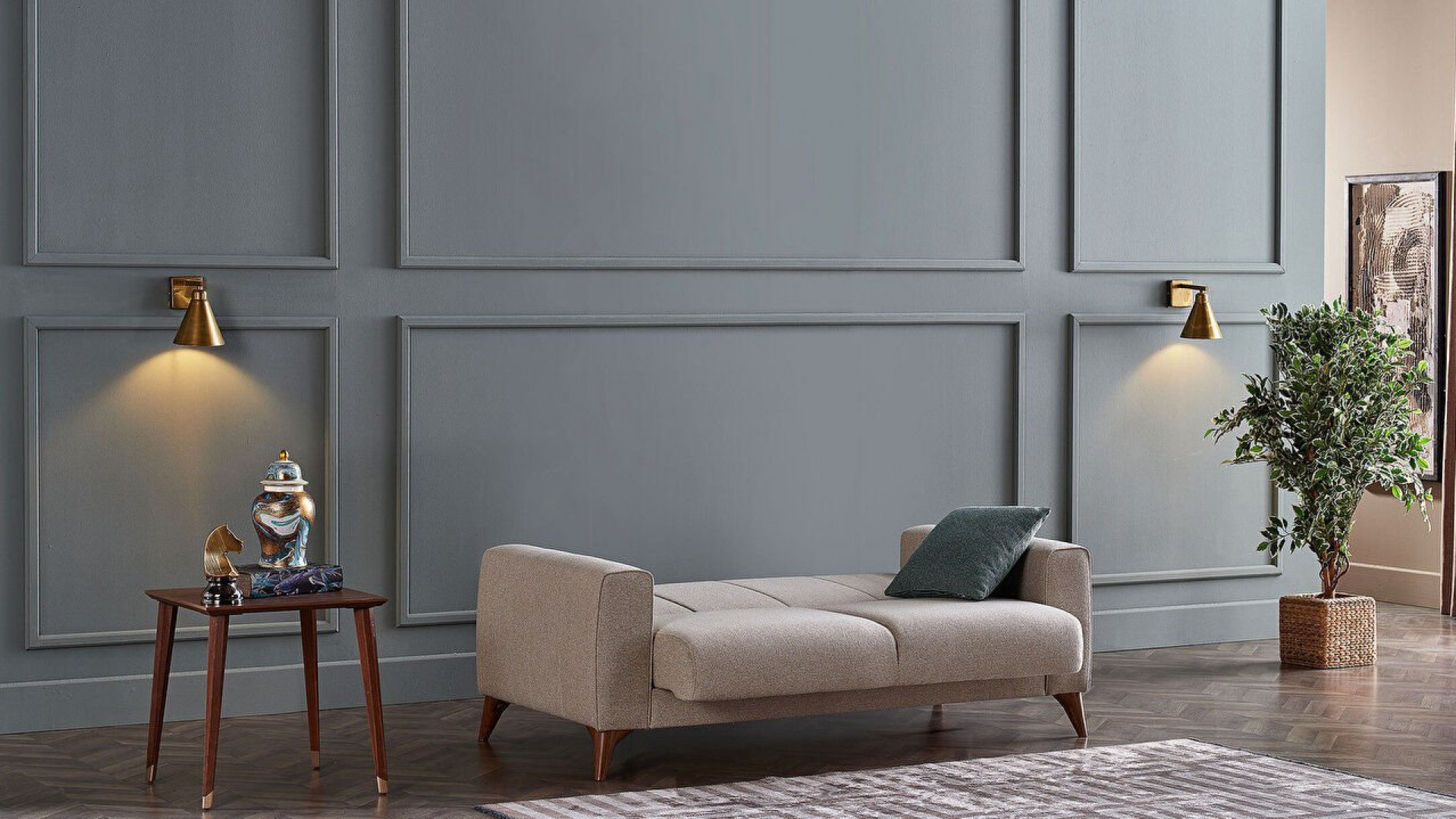 Nilya 2er-Sofa Creme - Grün