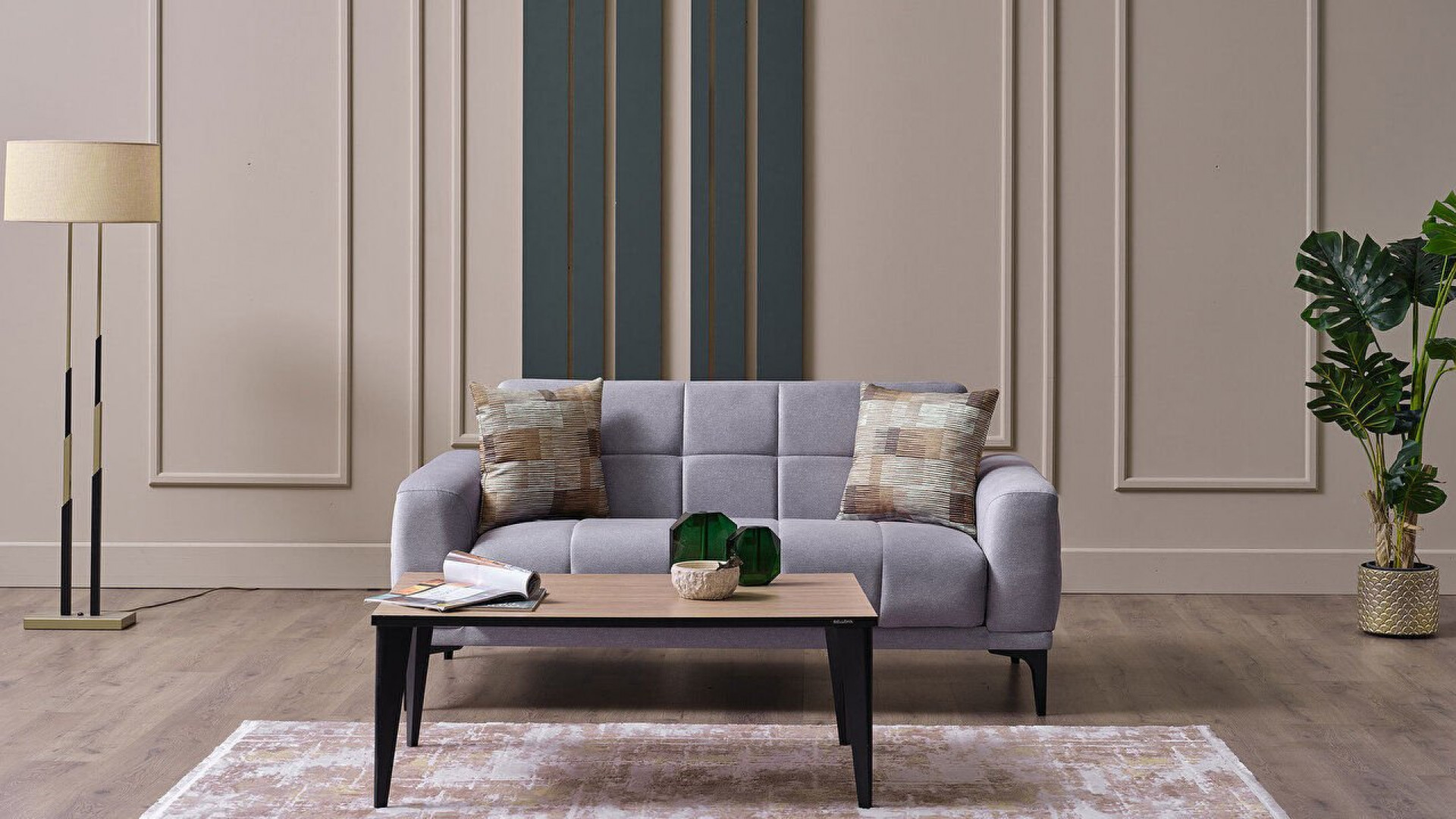 Palermo 2er-Sofa - Schwarze Füße