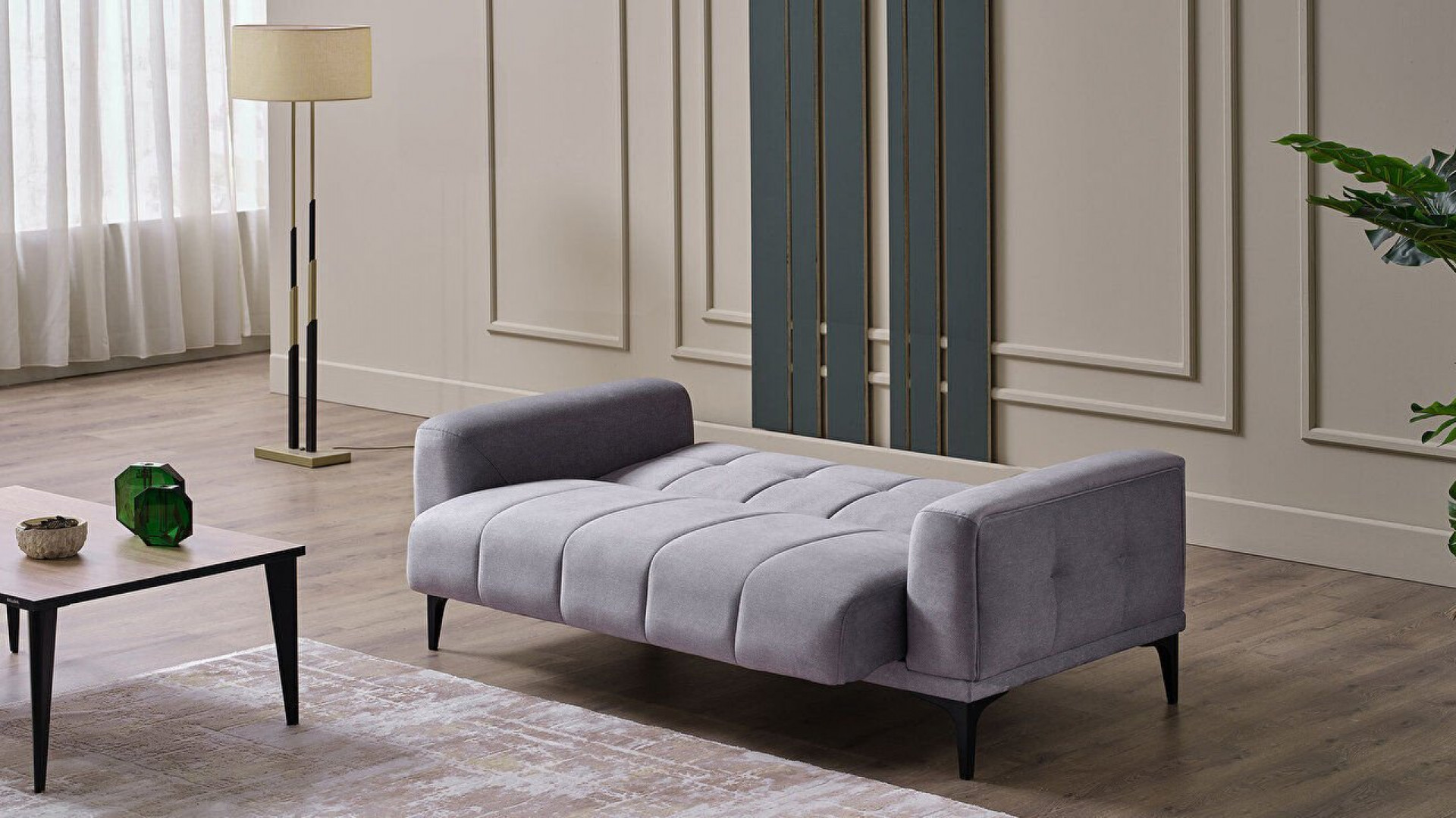 Palermo 2er-Sofa - Schwarze Füße