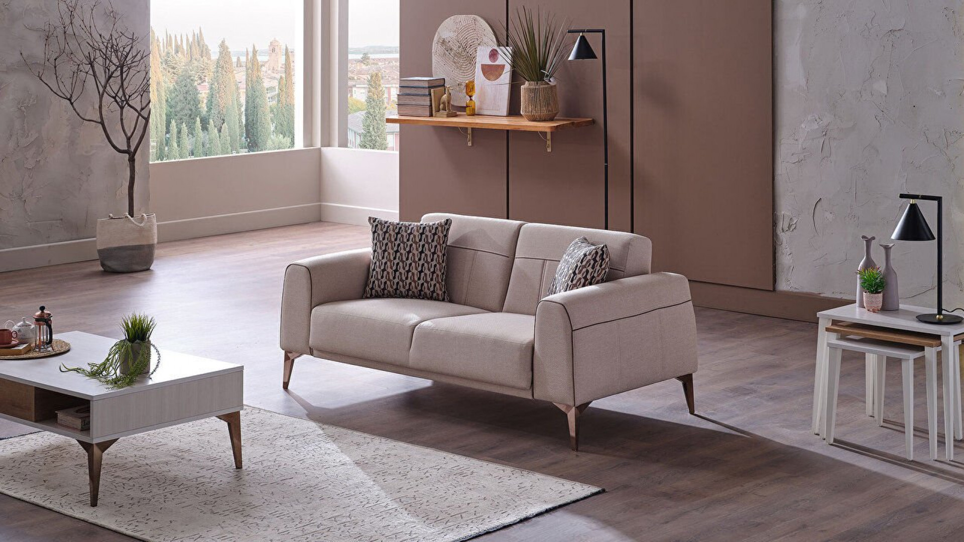 Pandora 2er-Sofa - Creme