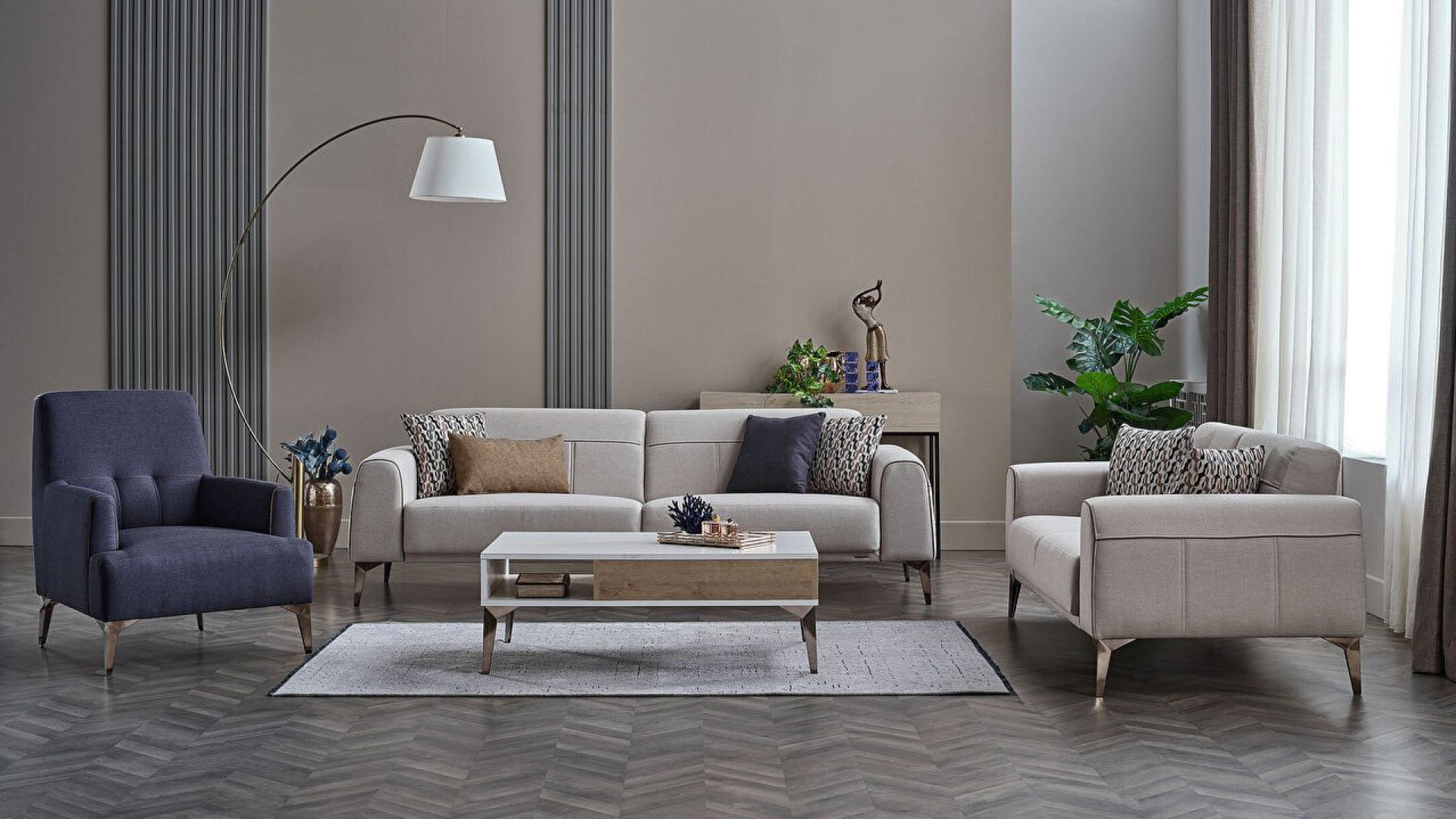 Pandora 2er-Sofa - Creme