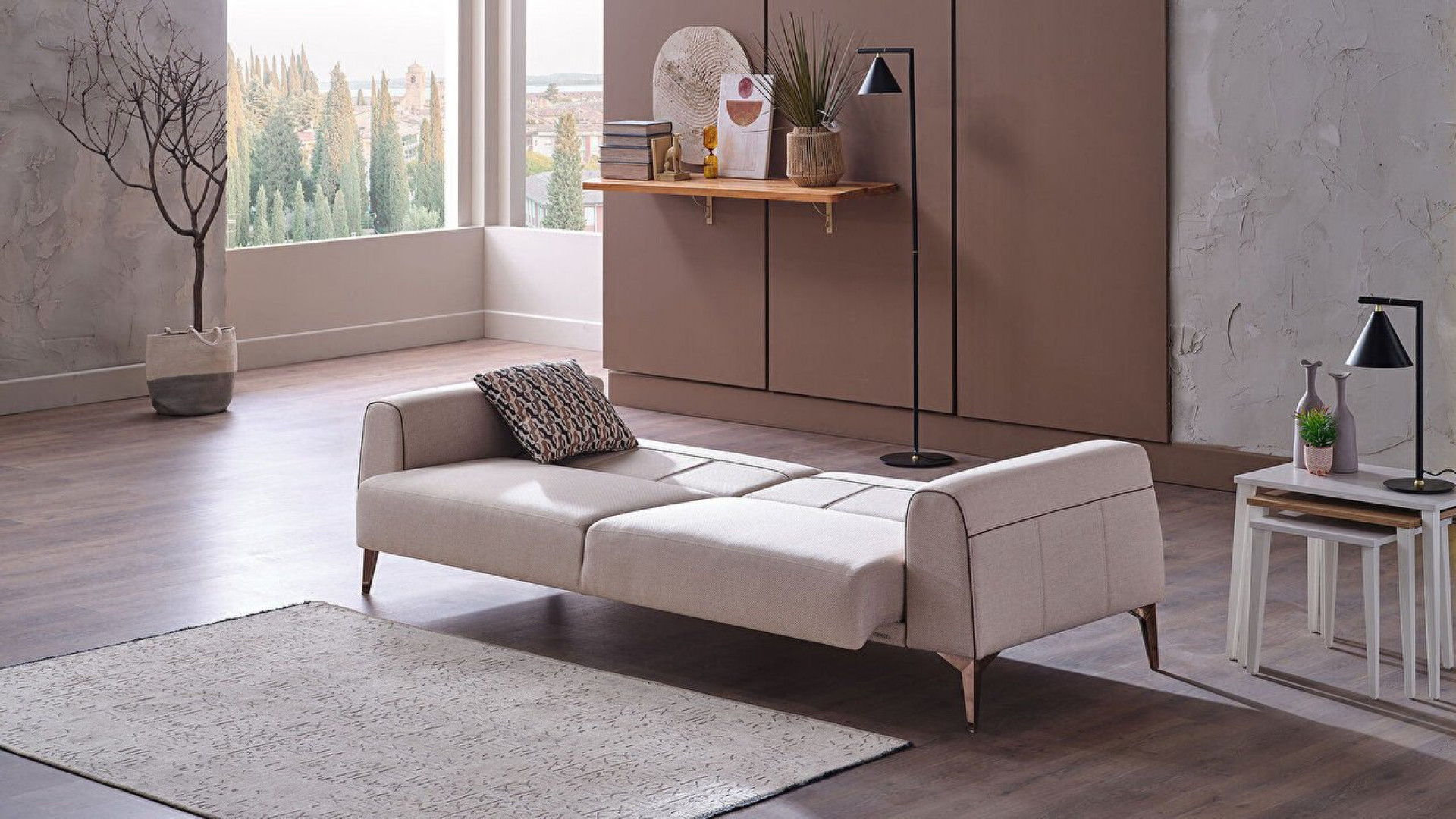 Pandora 3er-Sofa - Dunkelblaue Kissen