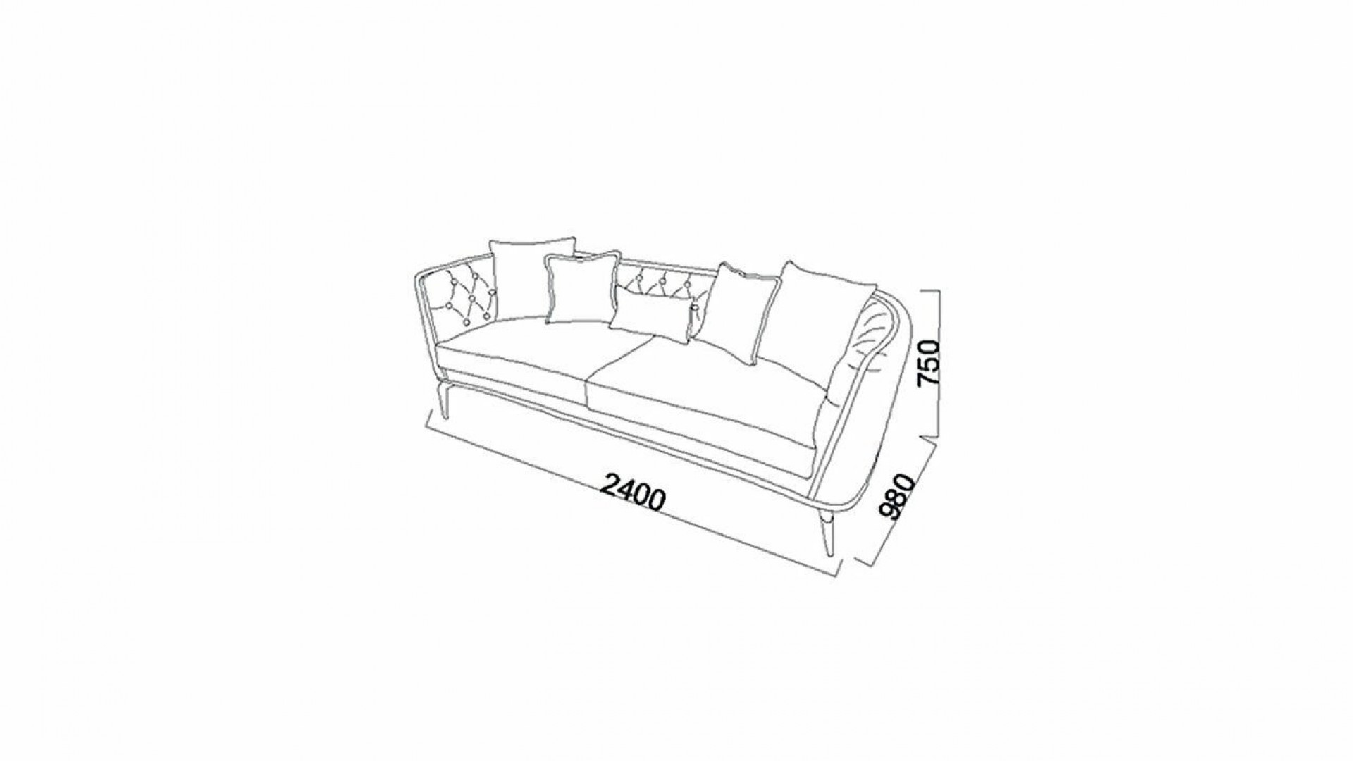 Plaza 3er-Sofa - Kreuzmuster