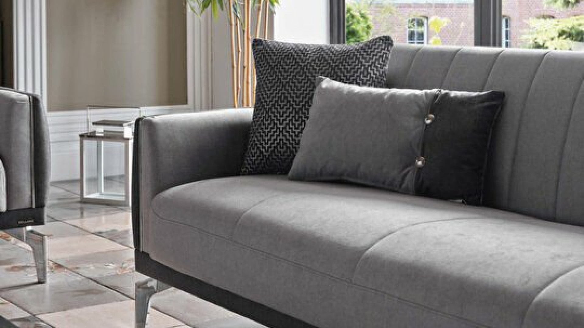 Valens 3er-Sofa - Anthrazit-Kissen