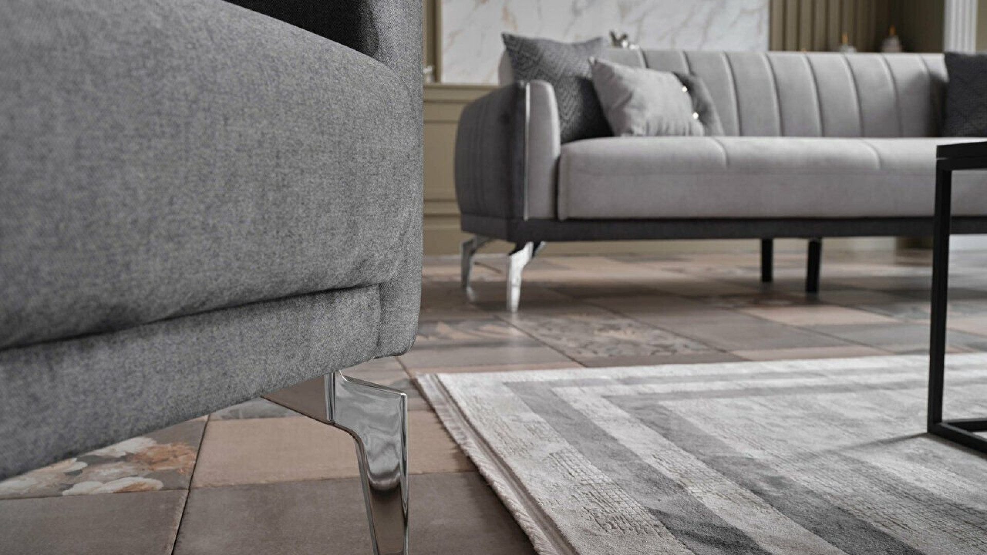 Valens 3er-Sofa - Anthrazit-Kissen