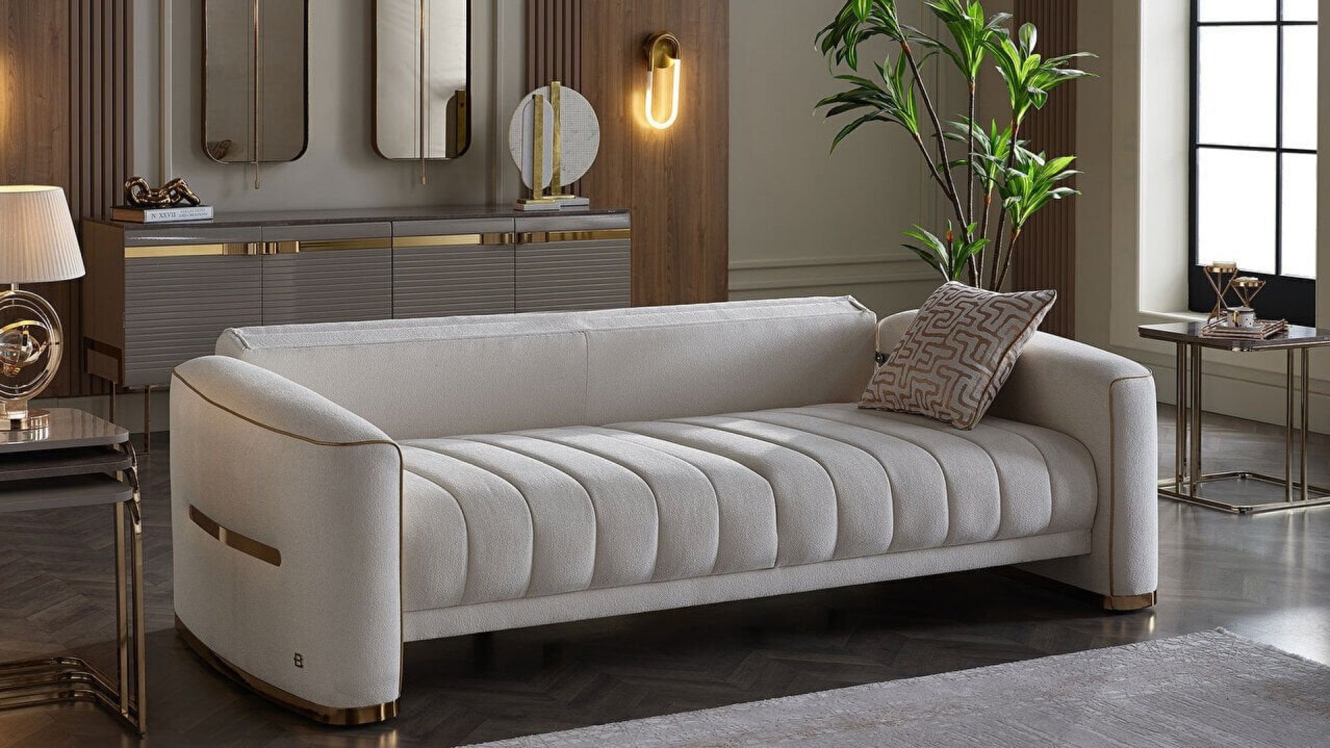 Veronica 3er-Sofa - Creme