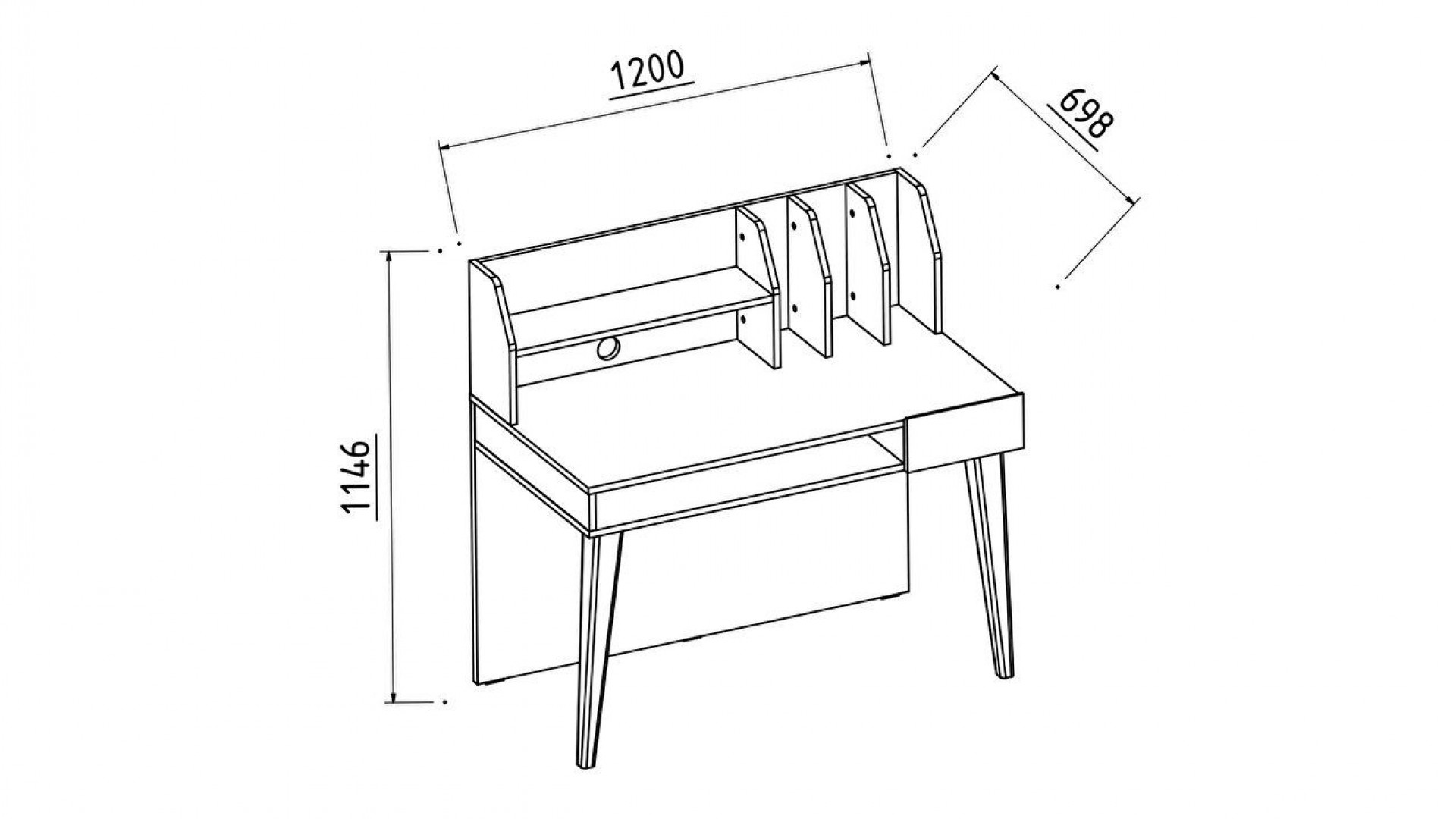 Arles Schreibtisch mit Regal