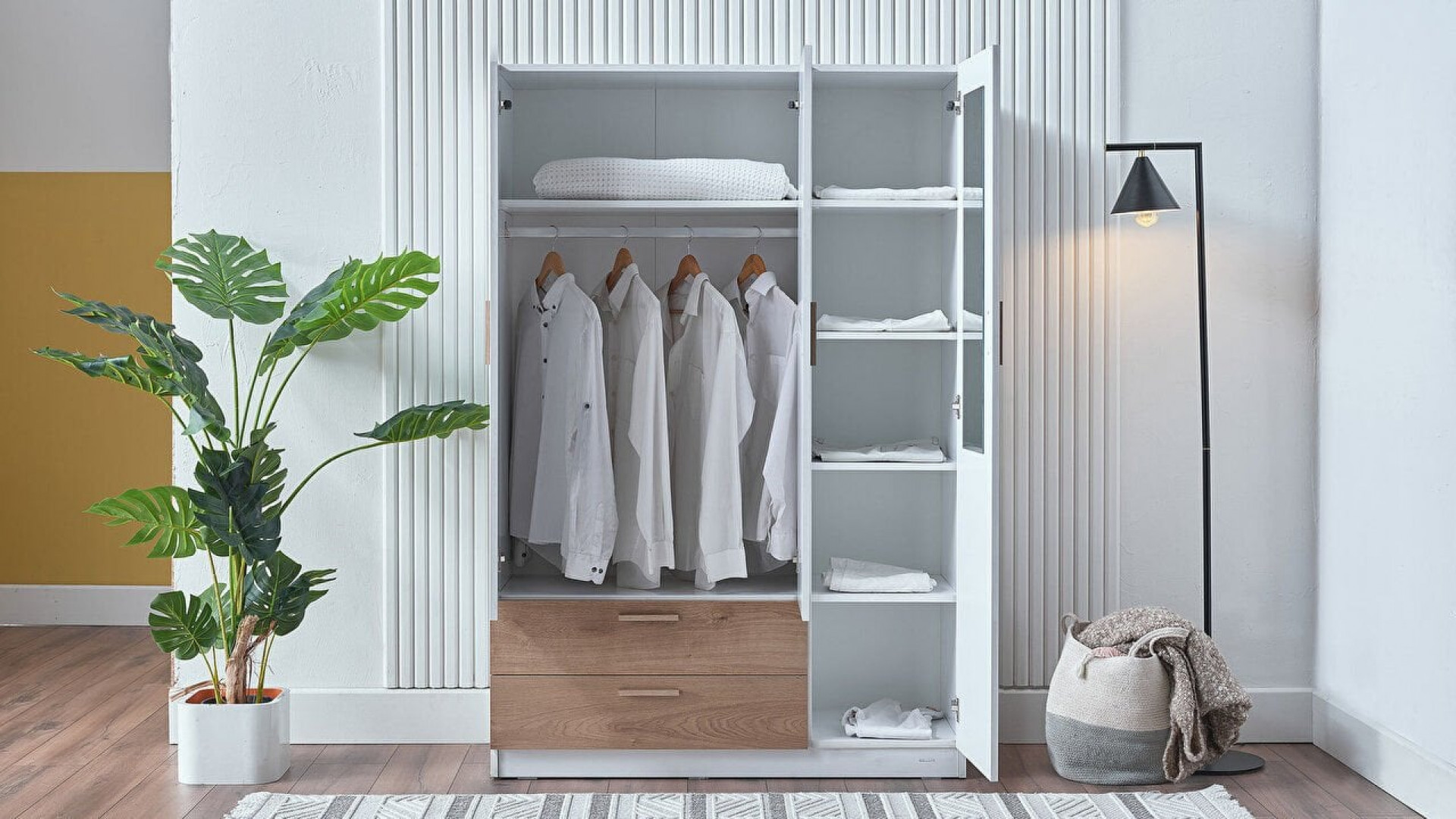 Carlo 3-türiger Kleiderschrank - Weiß