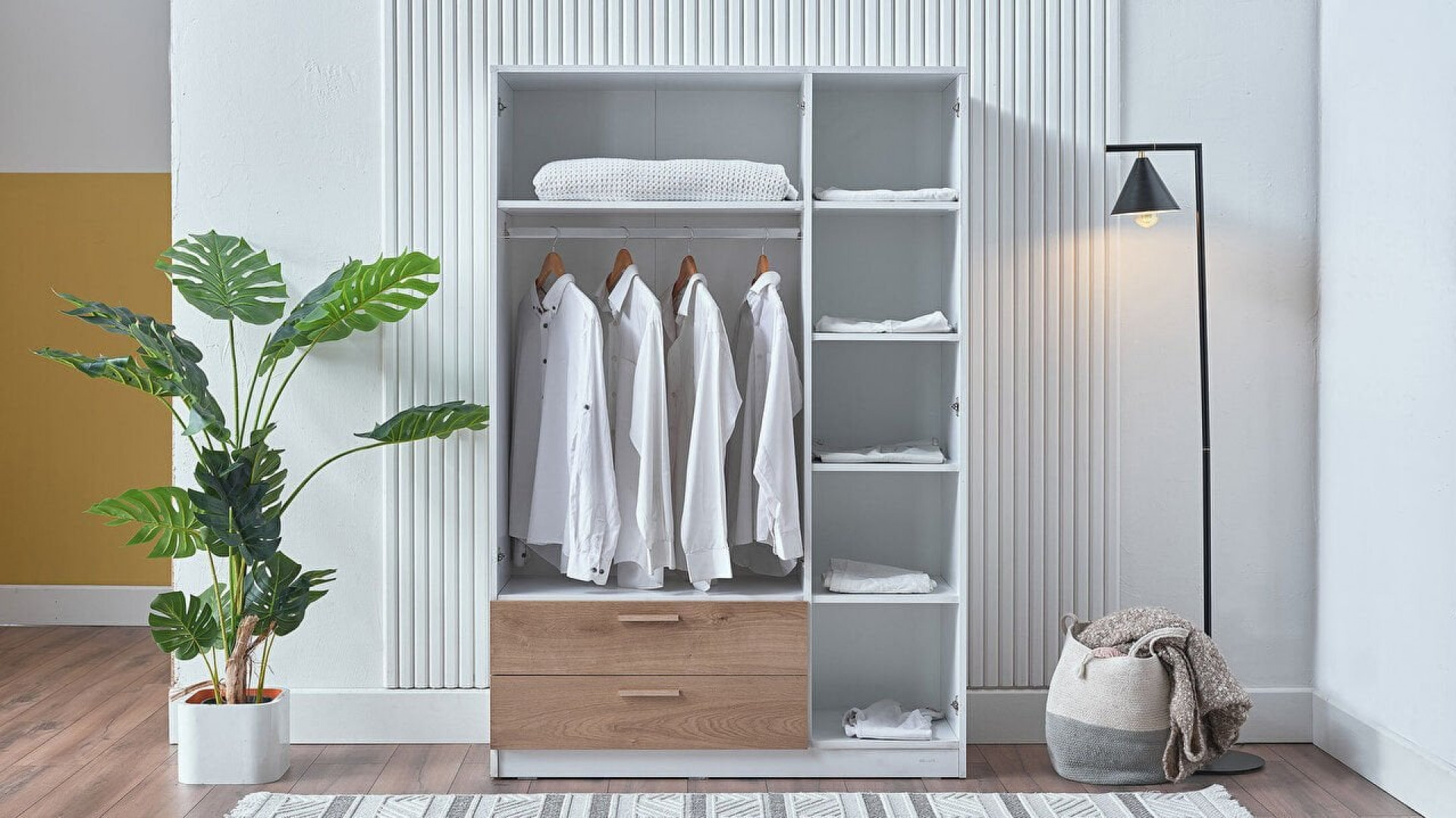 Carlo 3-türiger Kleiderschrank - Weiß