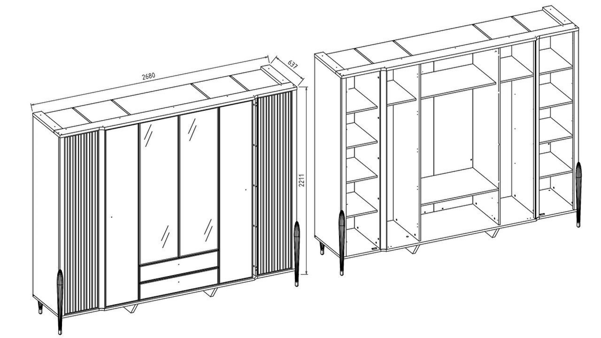 Gravita 6-türiger Schrank