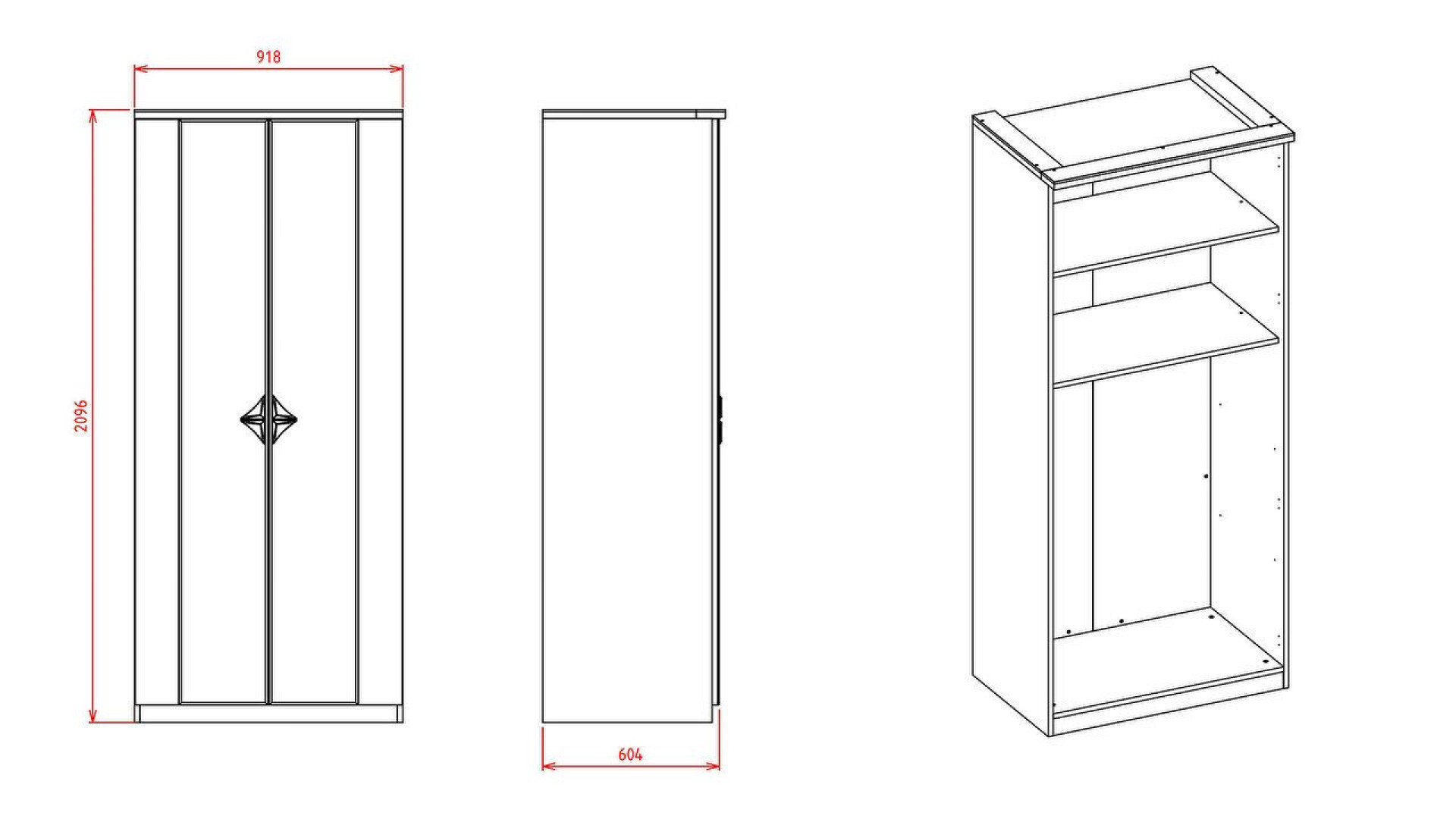 Leny 2-türiger Kleiderschrank