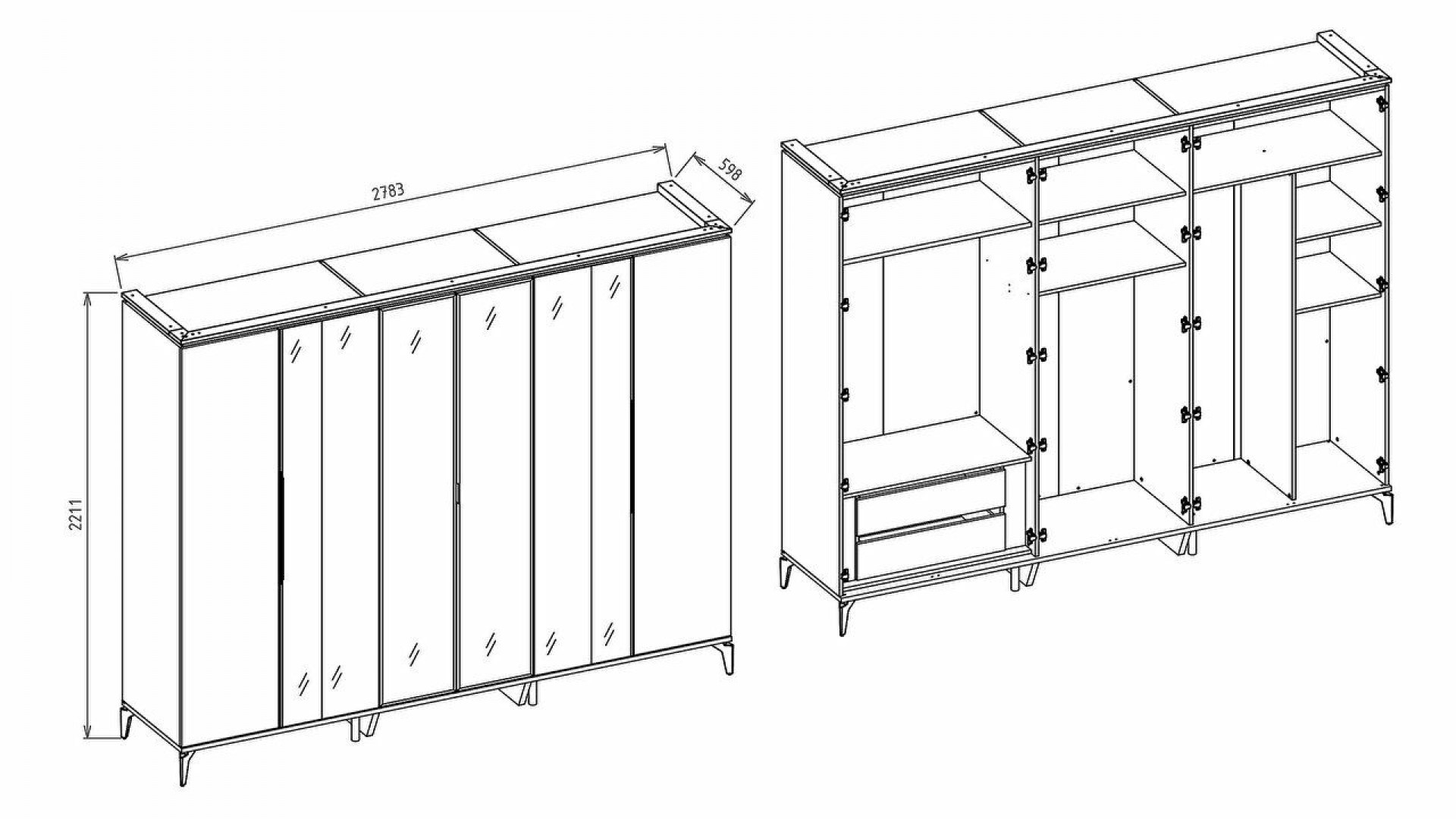 Loretto 6-türiger Schrank