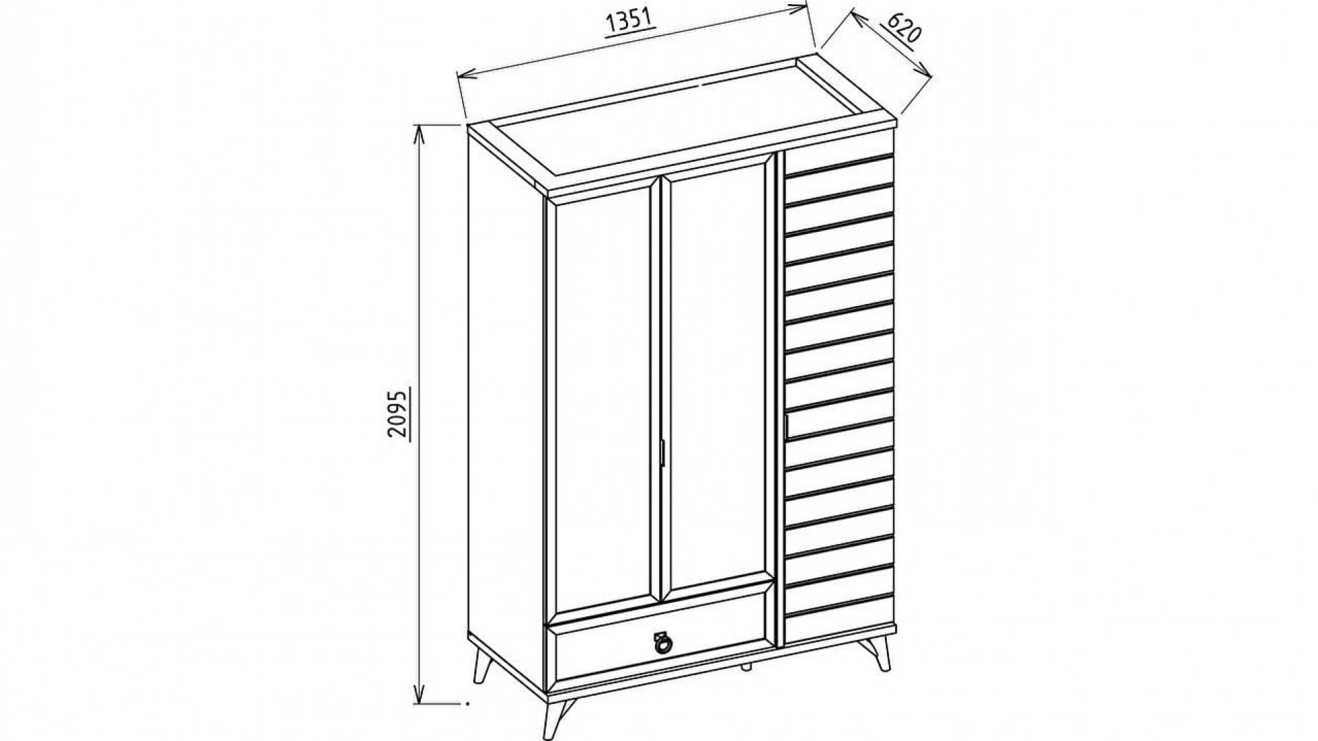 Mavenna 3-türiger Kleiderschrank