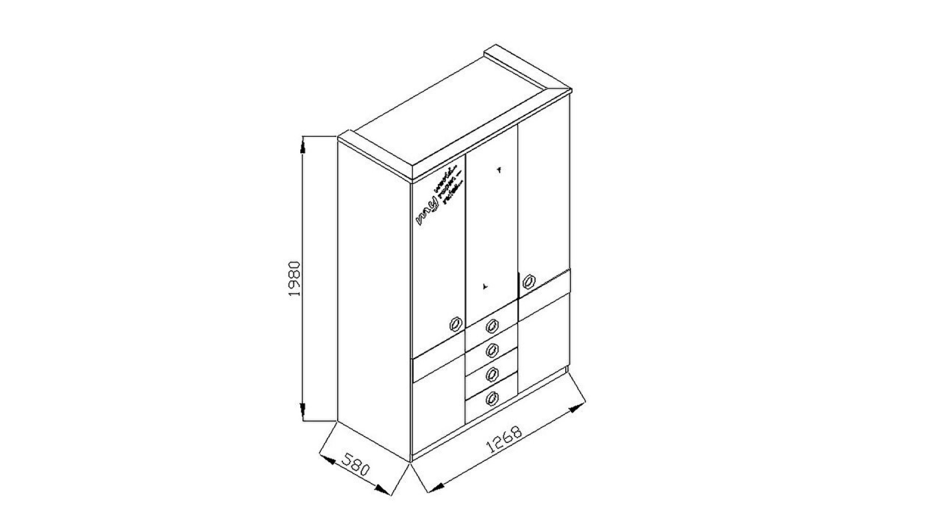 Portivo 3-türiger Kleiderschrank