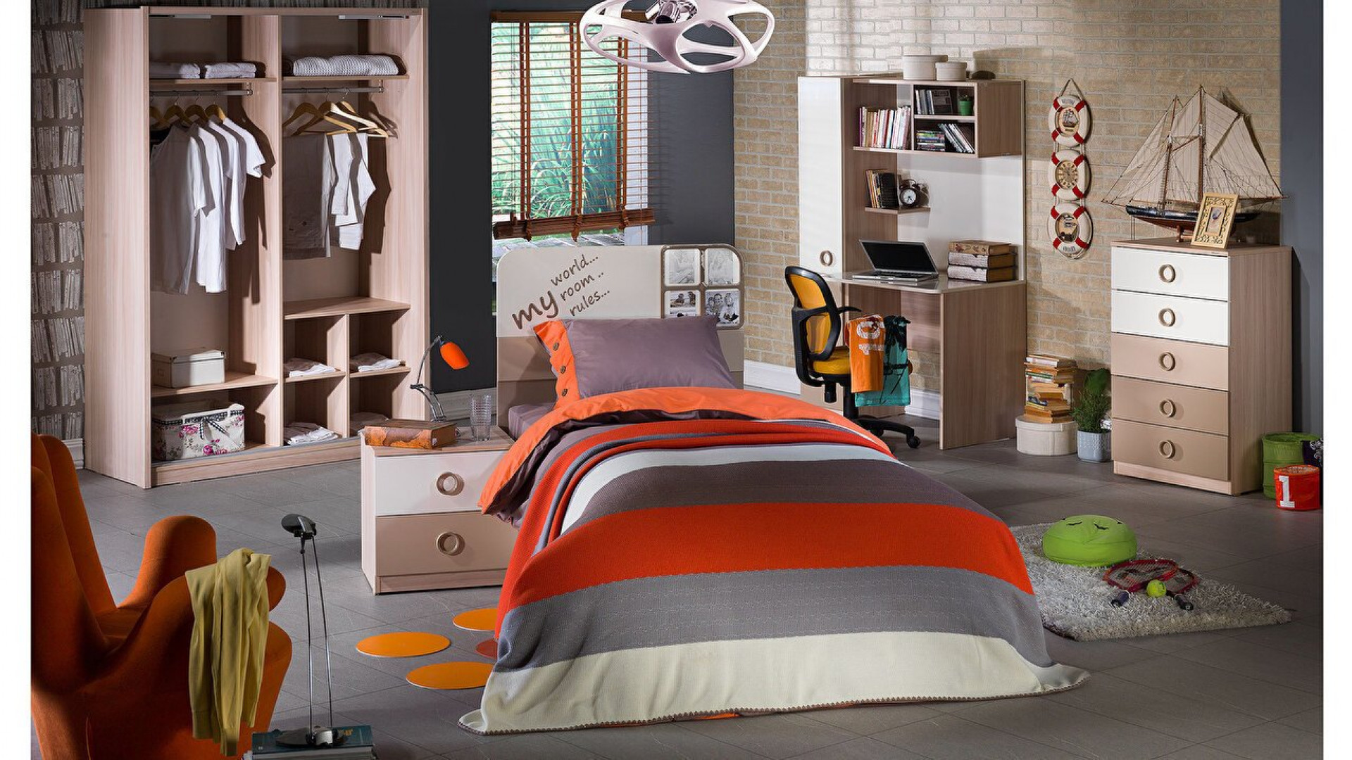 Portivo Jugendzimmer Schiebetür-Kleiderschrank