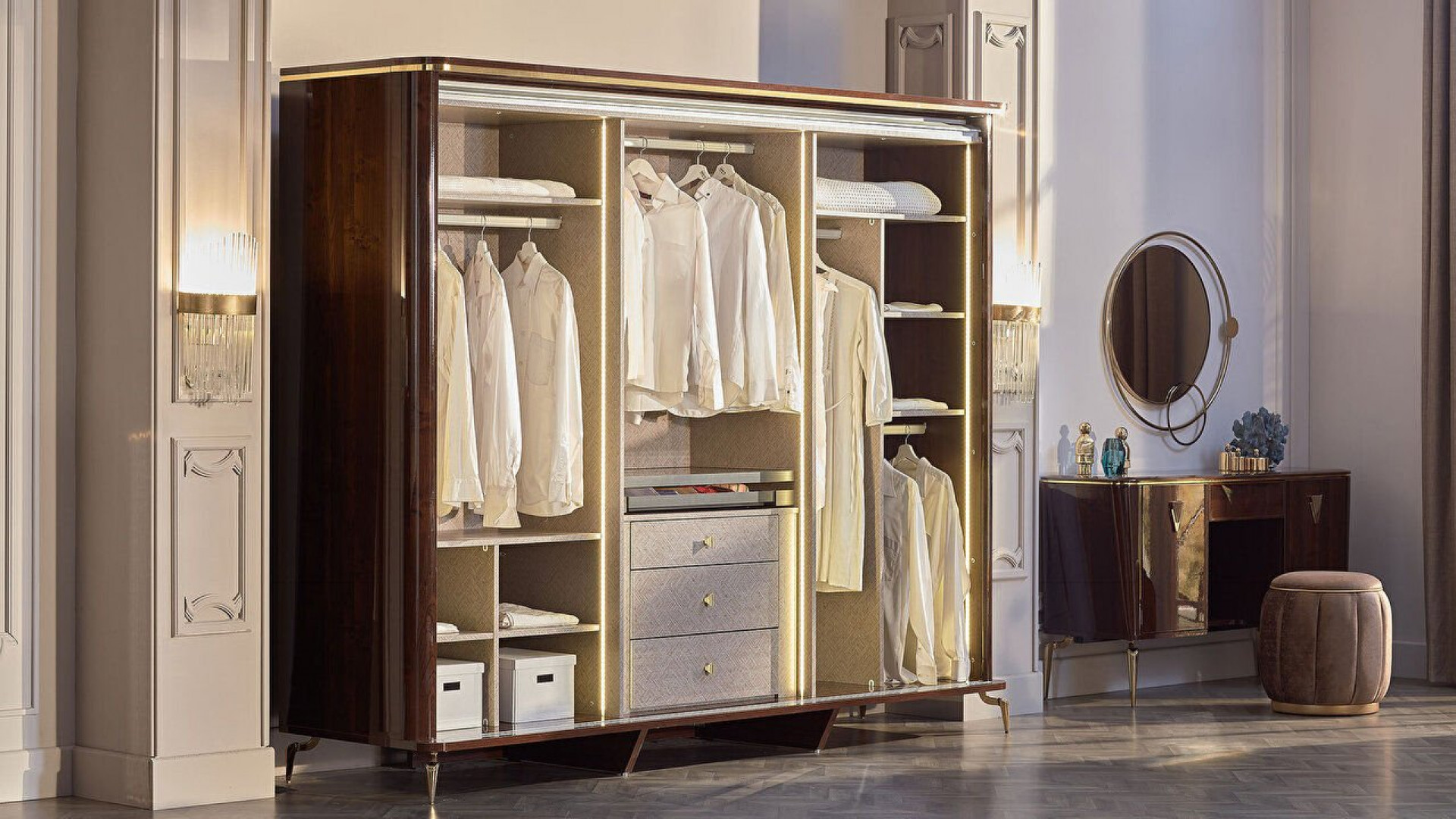 Plaza Schwebetürenschrank - Eiche