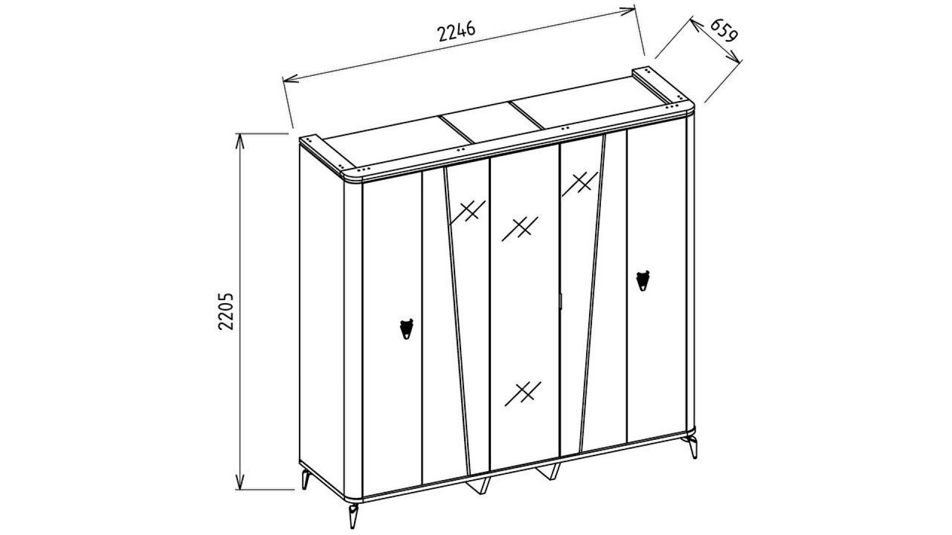Plaza 5-türiger Schrank - Eiche